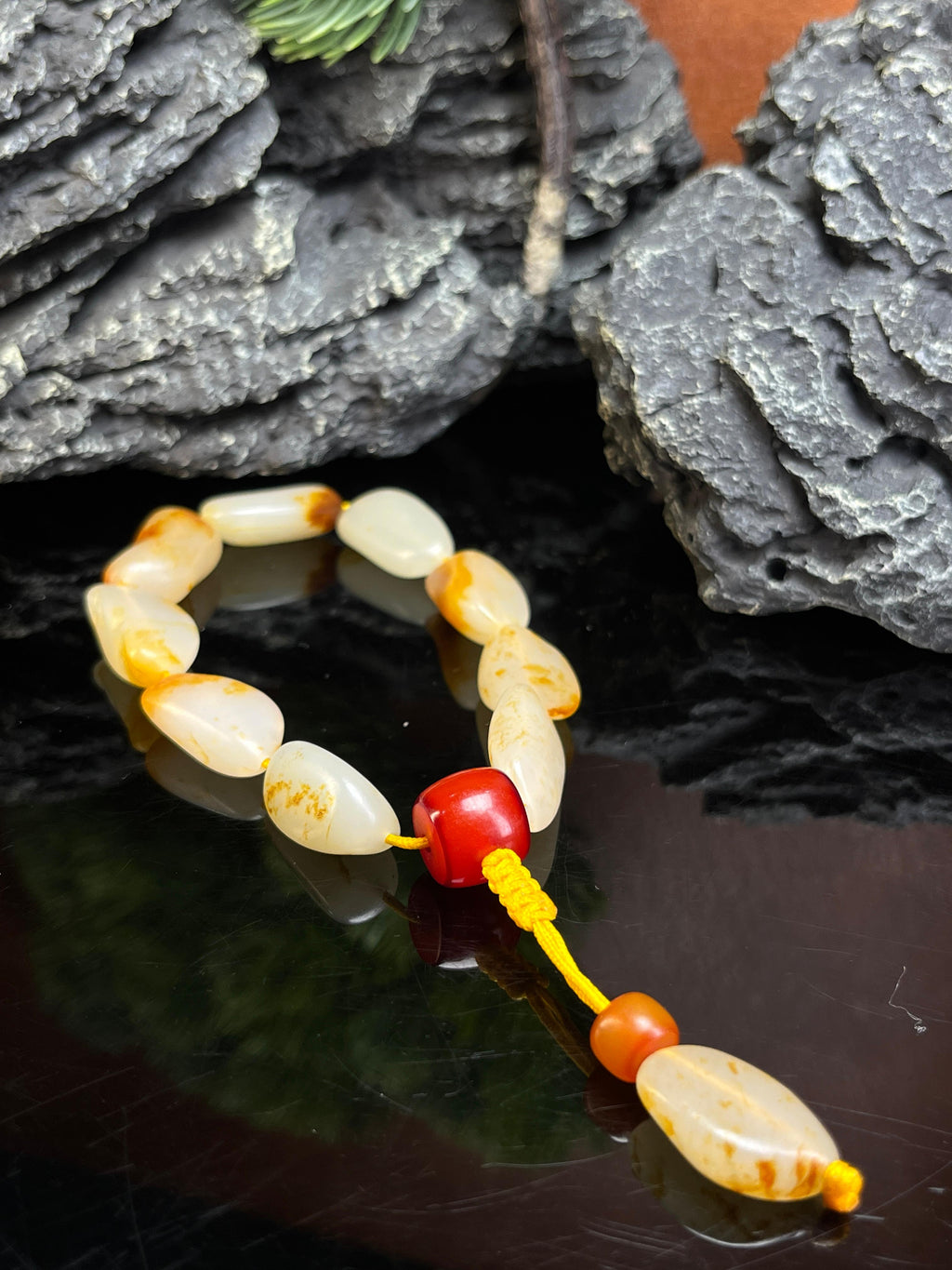 新疆和田玉籽料原石手串天然随型原皮原色（yc229150）