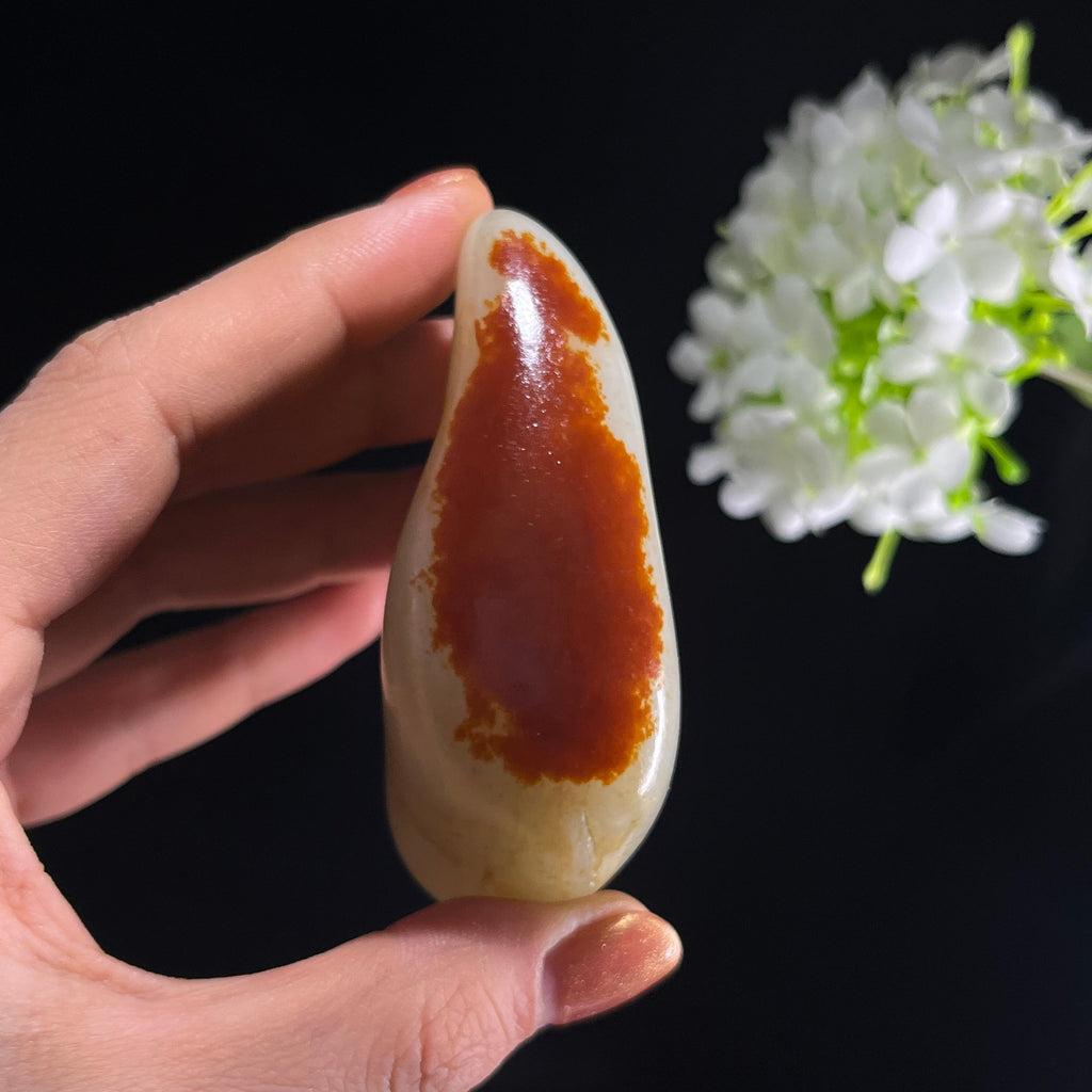 和田玉白玉“丹砂落月”聚红皮籽料（yc392607）