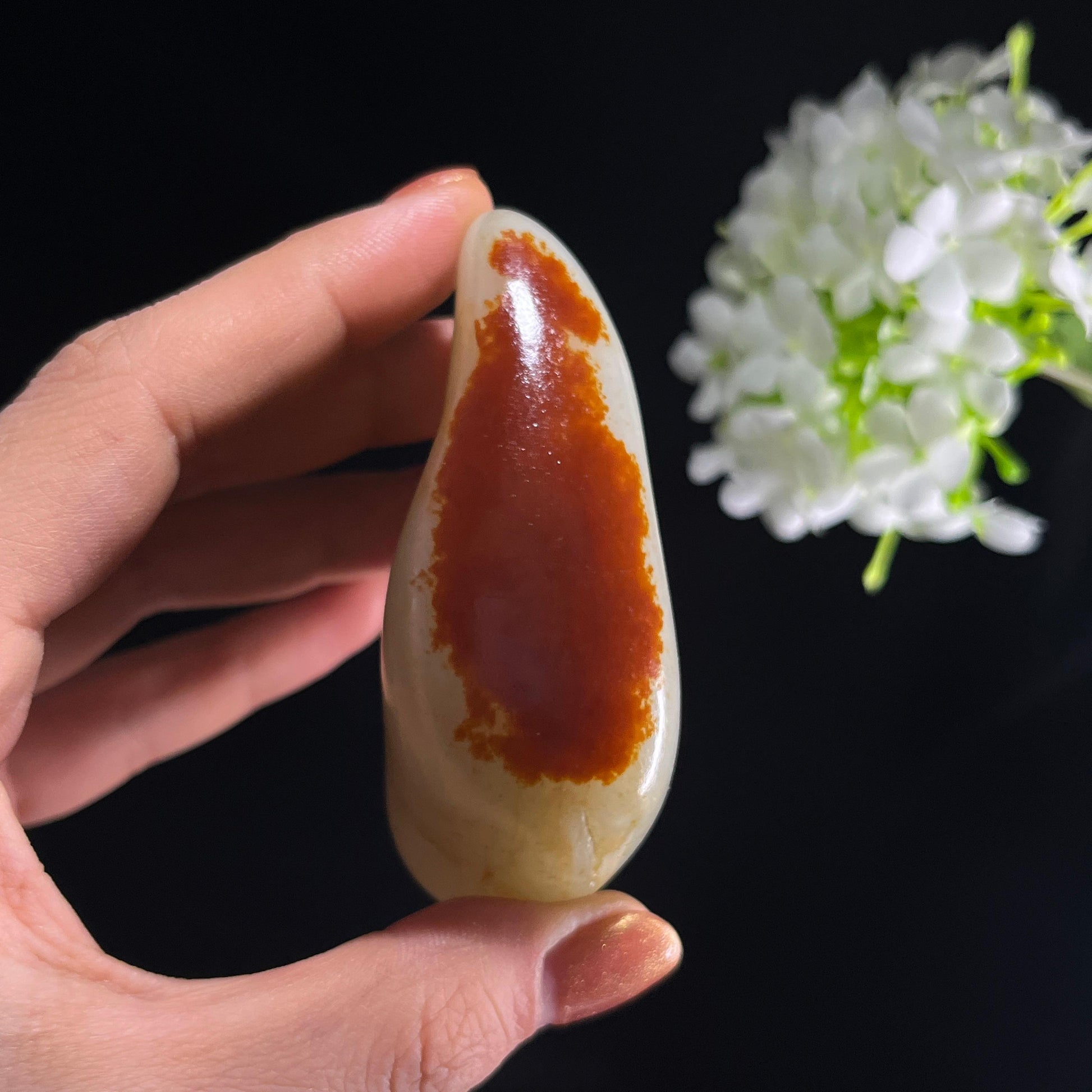 和田玉白玉“丹砂落月”聚红皮籽料（yc392607）