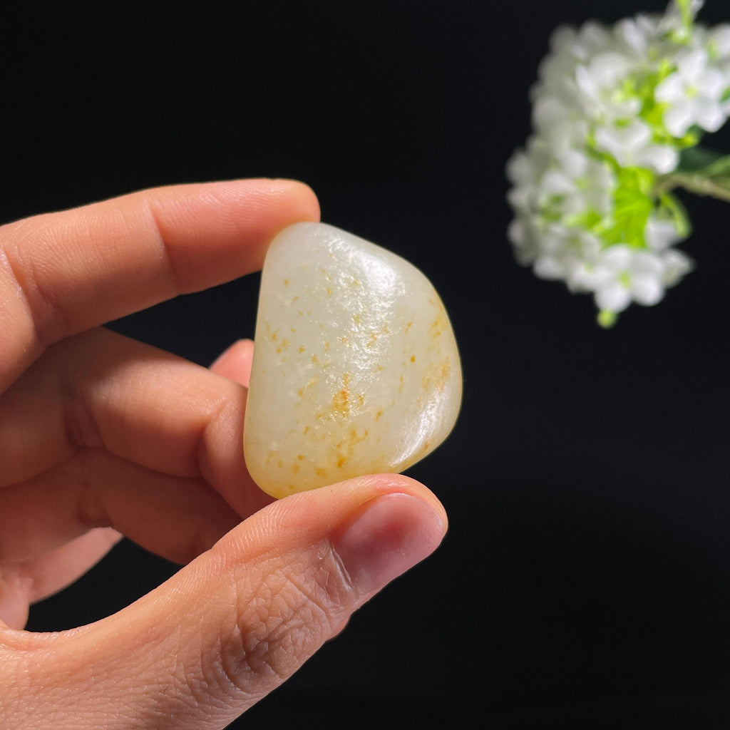 和田玉白玉“金凝脂白”洒金皮籽料（yc324380）