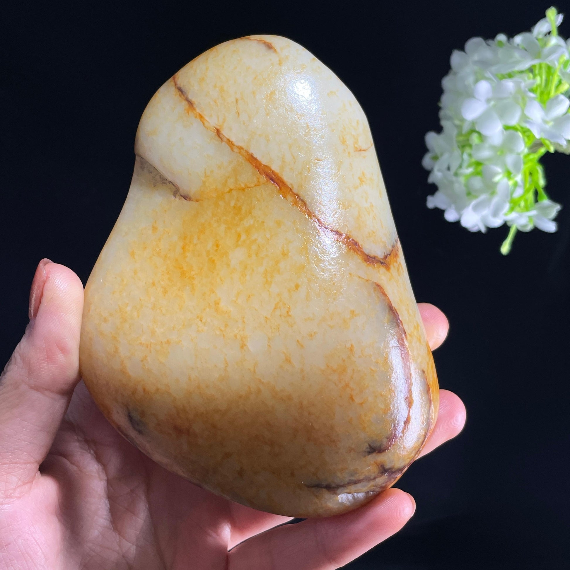 和田玉白玉“金缕涵光”洒金皮籽料（yc387522）
