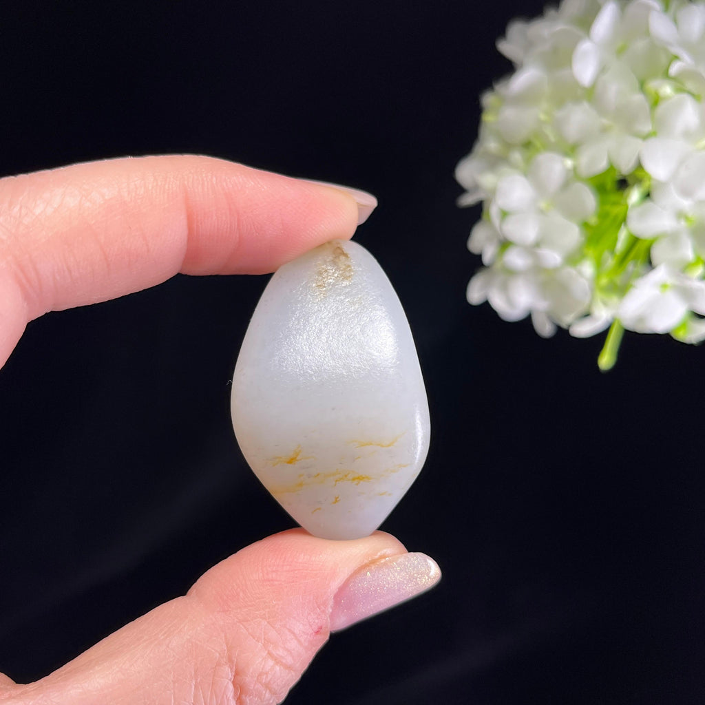 和田玉白玉“金影沉雪”洒金皮籽料（yc354496）