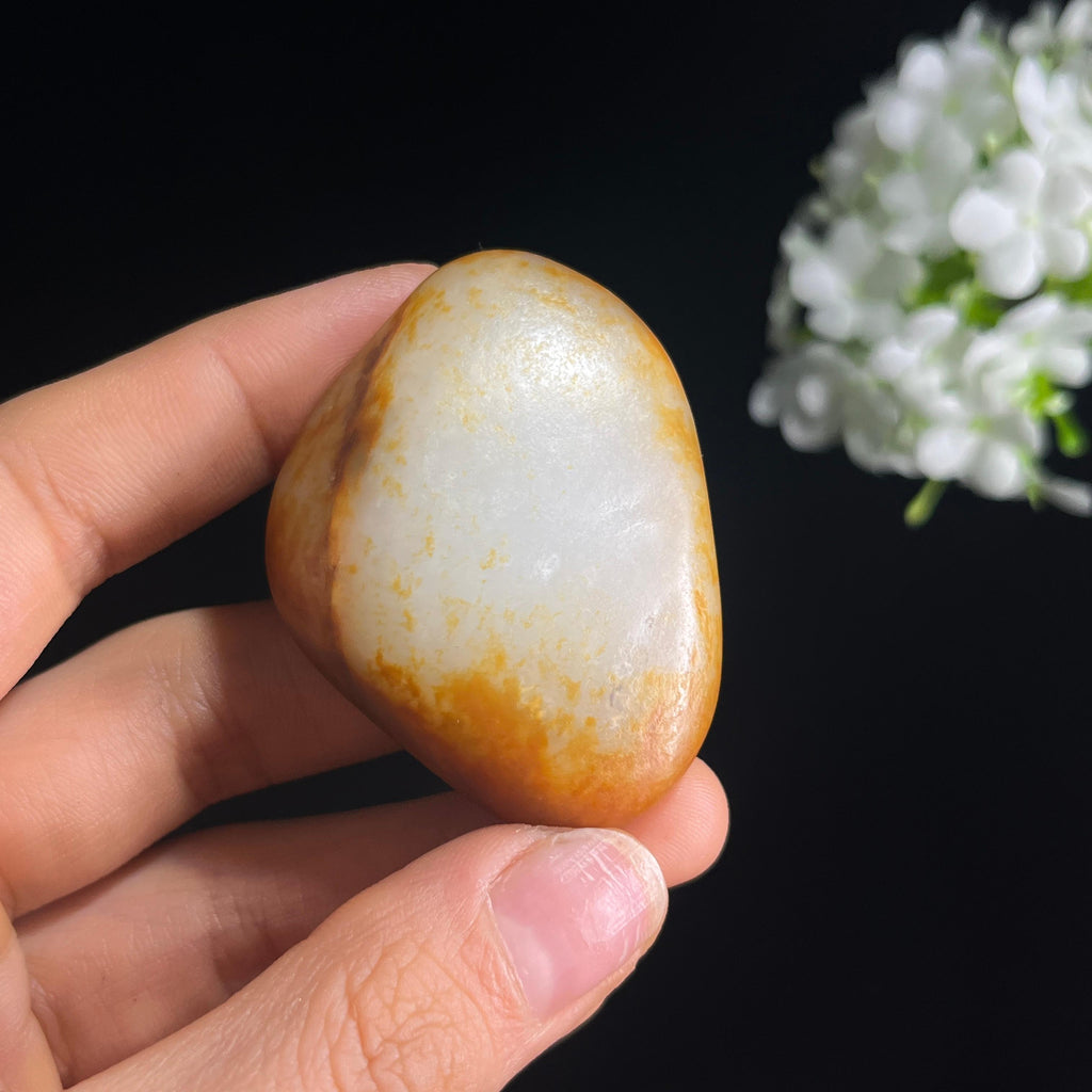 和田玉白玉洒金聚黄皮“黄云凝璧”籽料原石（yc287740）