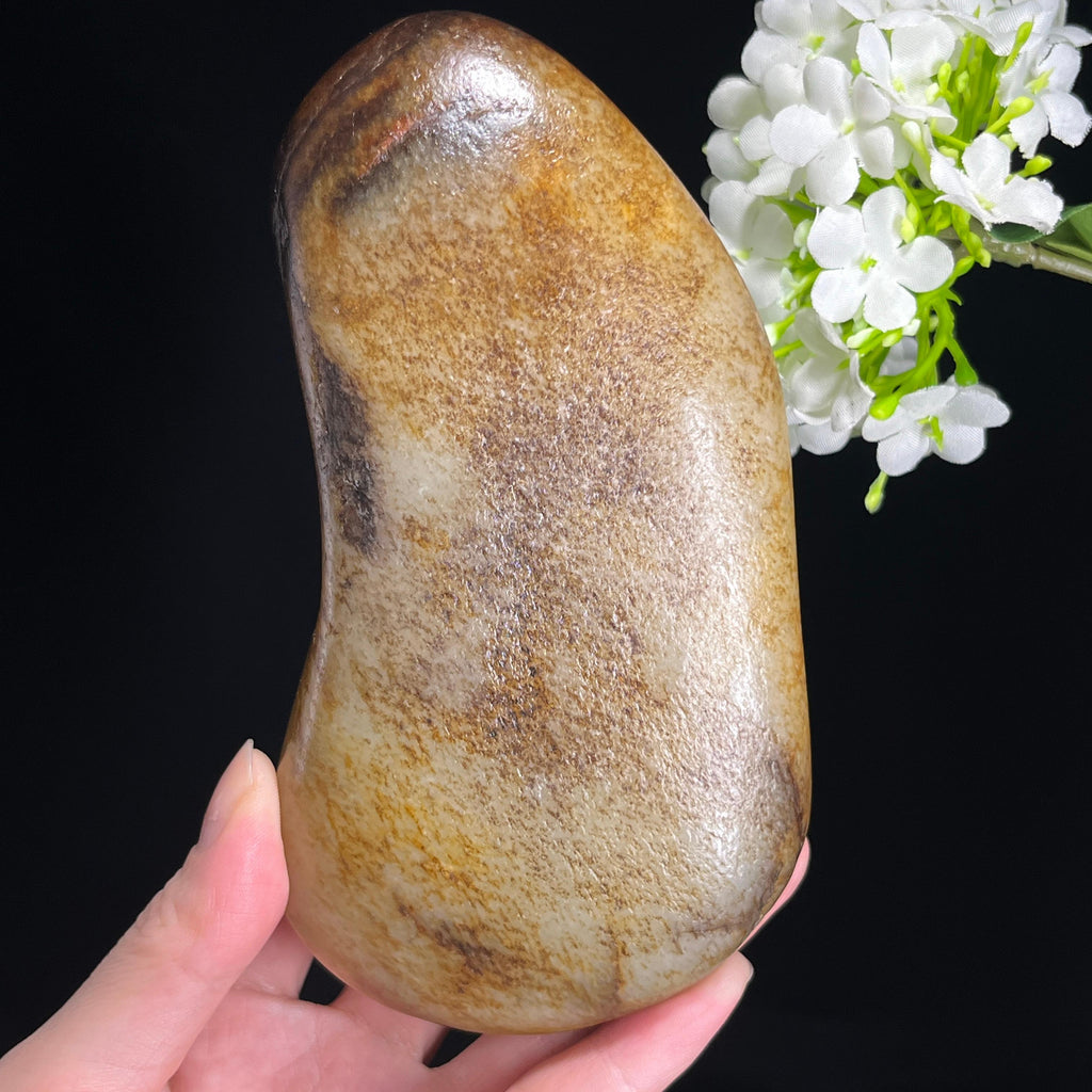 和田玉青白玉黄皮洒黑皮“金浪沉沙”籽料原石（yc310125）