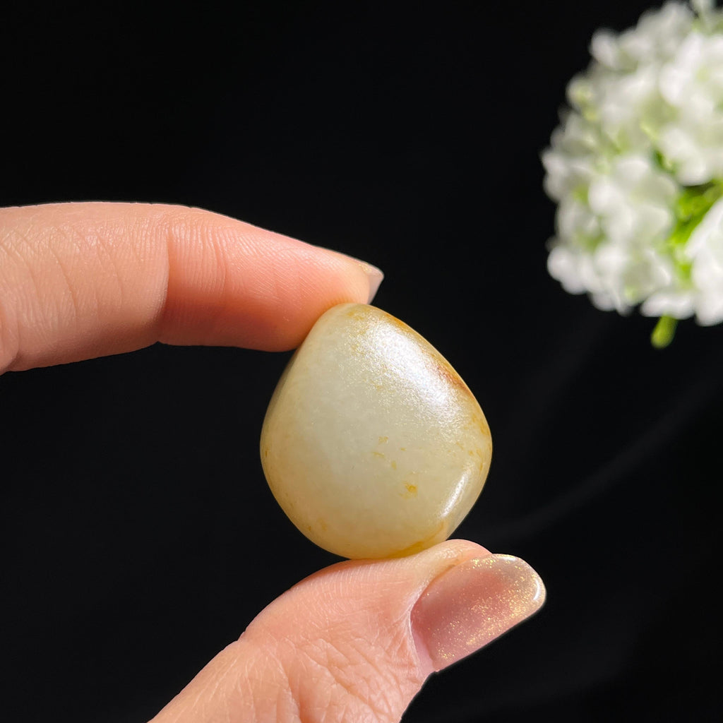 和田玉青花白玉洒金皮“三花聚顶”籽料原石（yc297993）