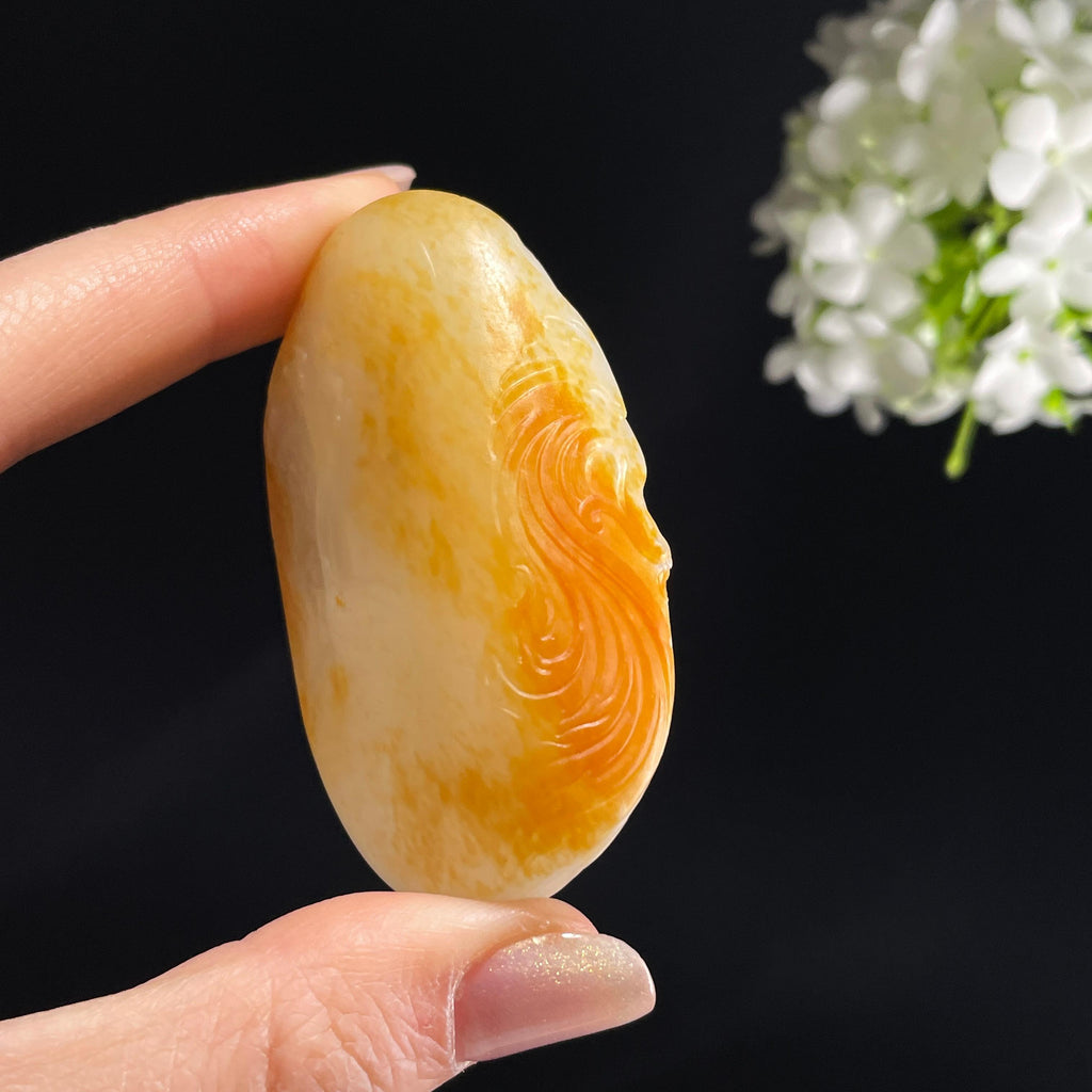 和田玉金包银籽料“龙腾凤鸣”龙凤俏色雕（yc355990）