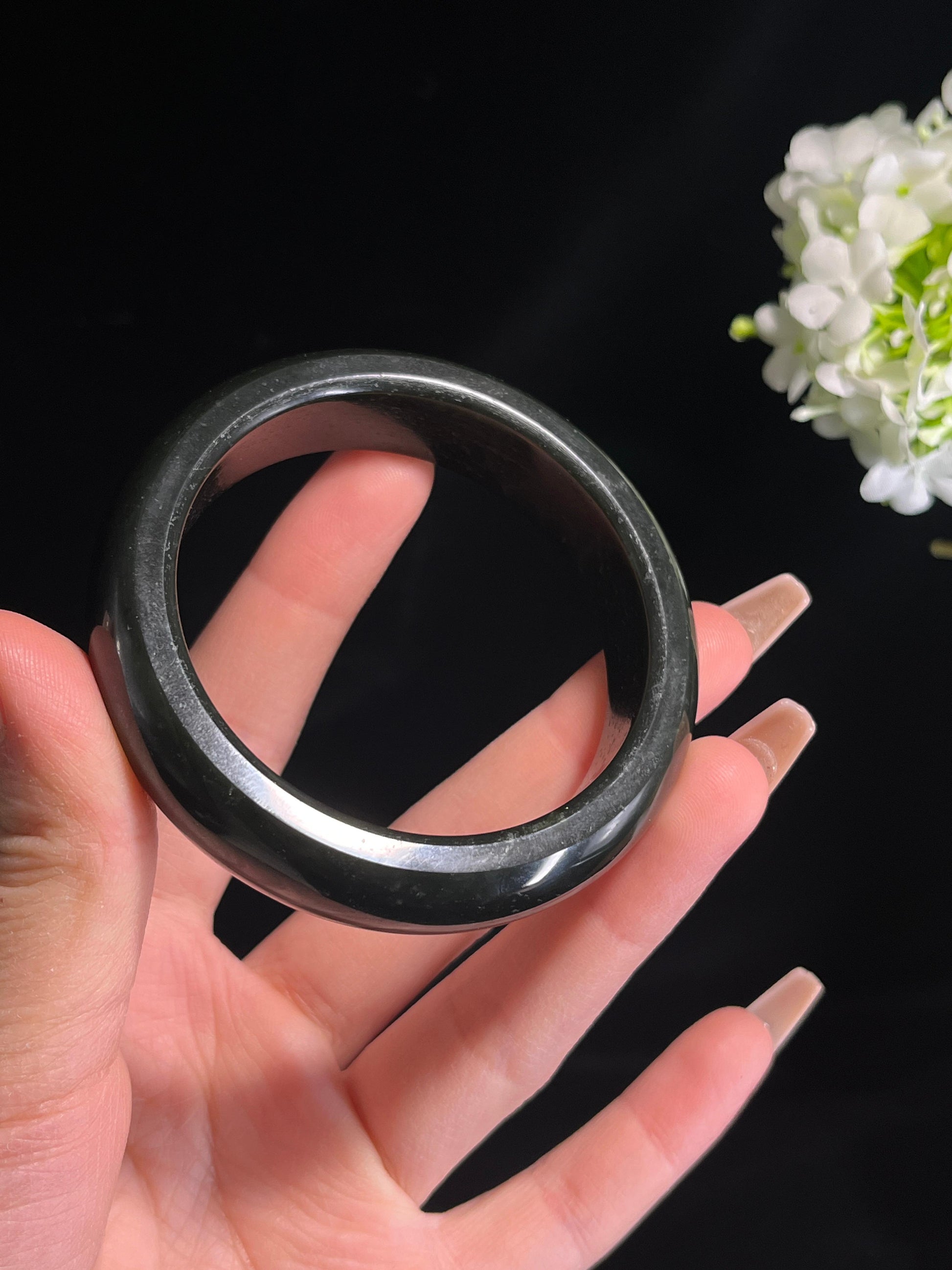 新疆天然和田玉塔青料手镯轮胎镯2（卡60）（yc260248）