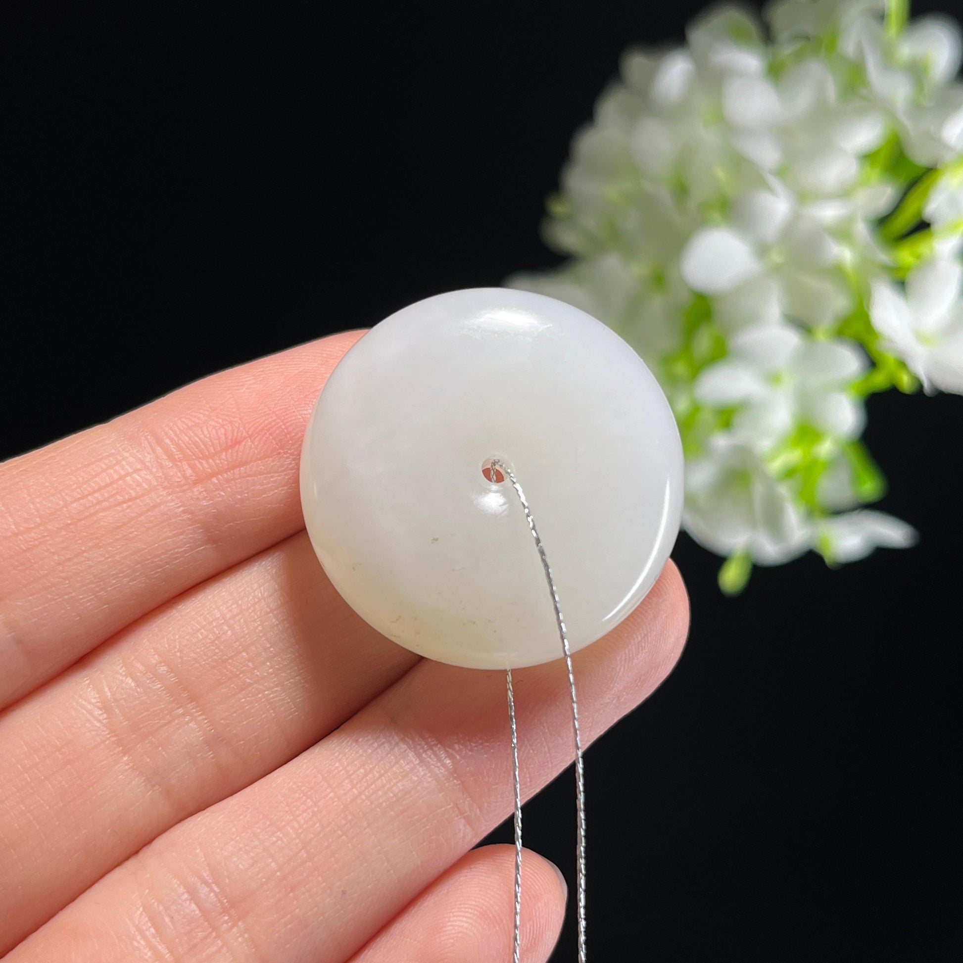 新疆天然和田玉白玉平安扣（yc348883）