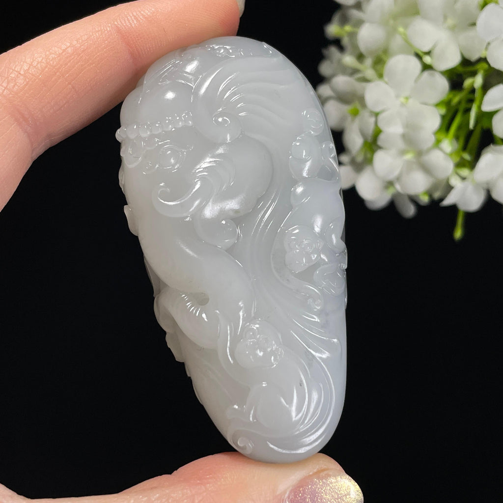 和田玉青花籽料“出侯入相”象、猴雕刻手把件（yc326479）