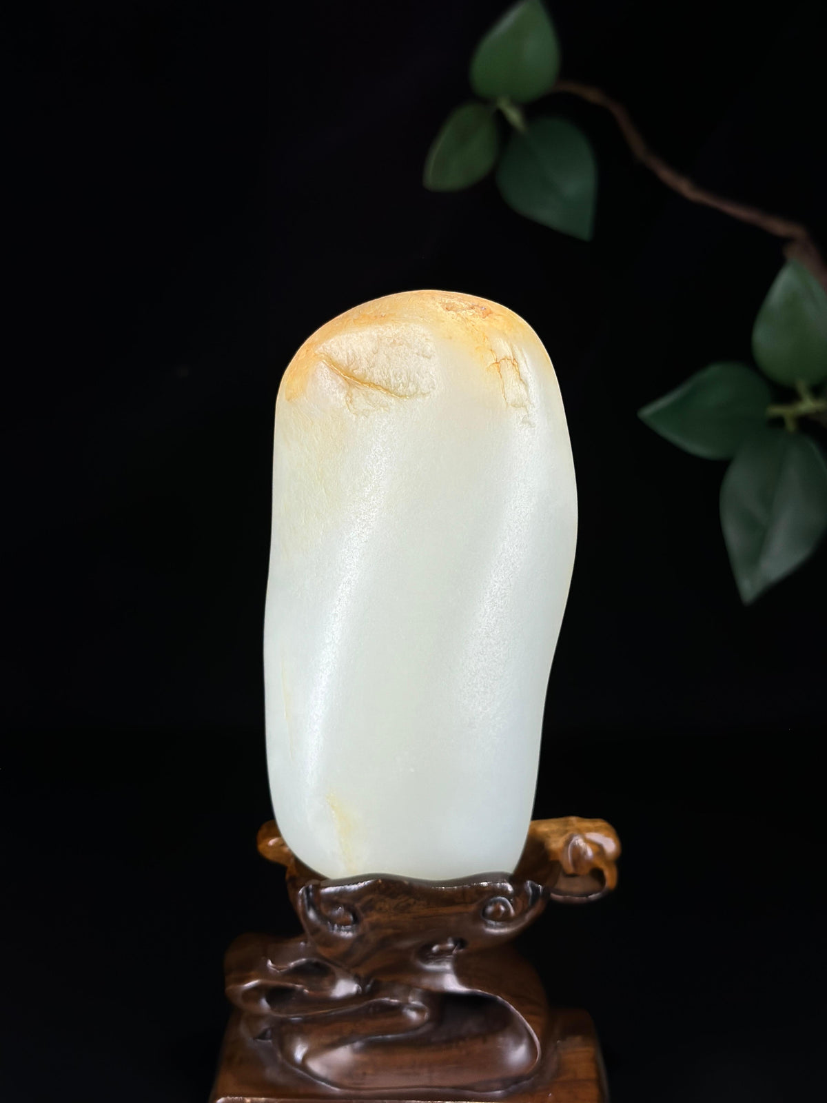 臻品新疆和田玉白玉洒金皮籽料手把件（yc768139）