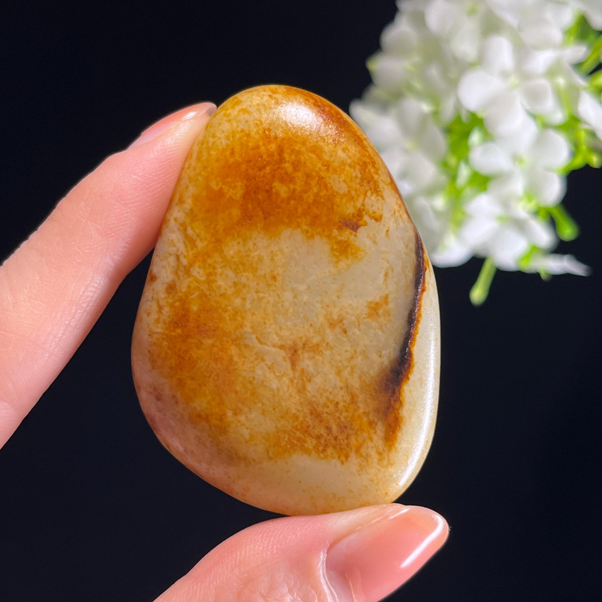 和田玉白玉“水墨秋山”洒金皮洒红皮籽料（yc351295）