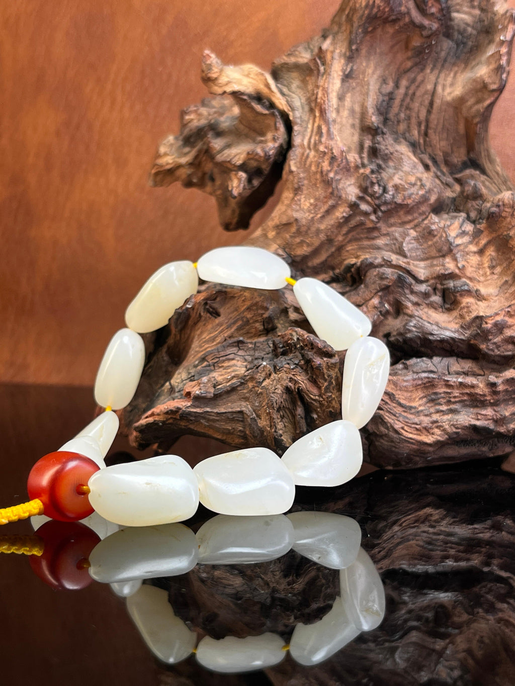 新疆天然和田玉白玉籽料原石手串随型无修（yc229208）