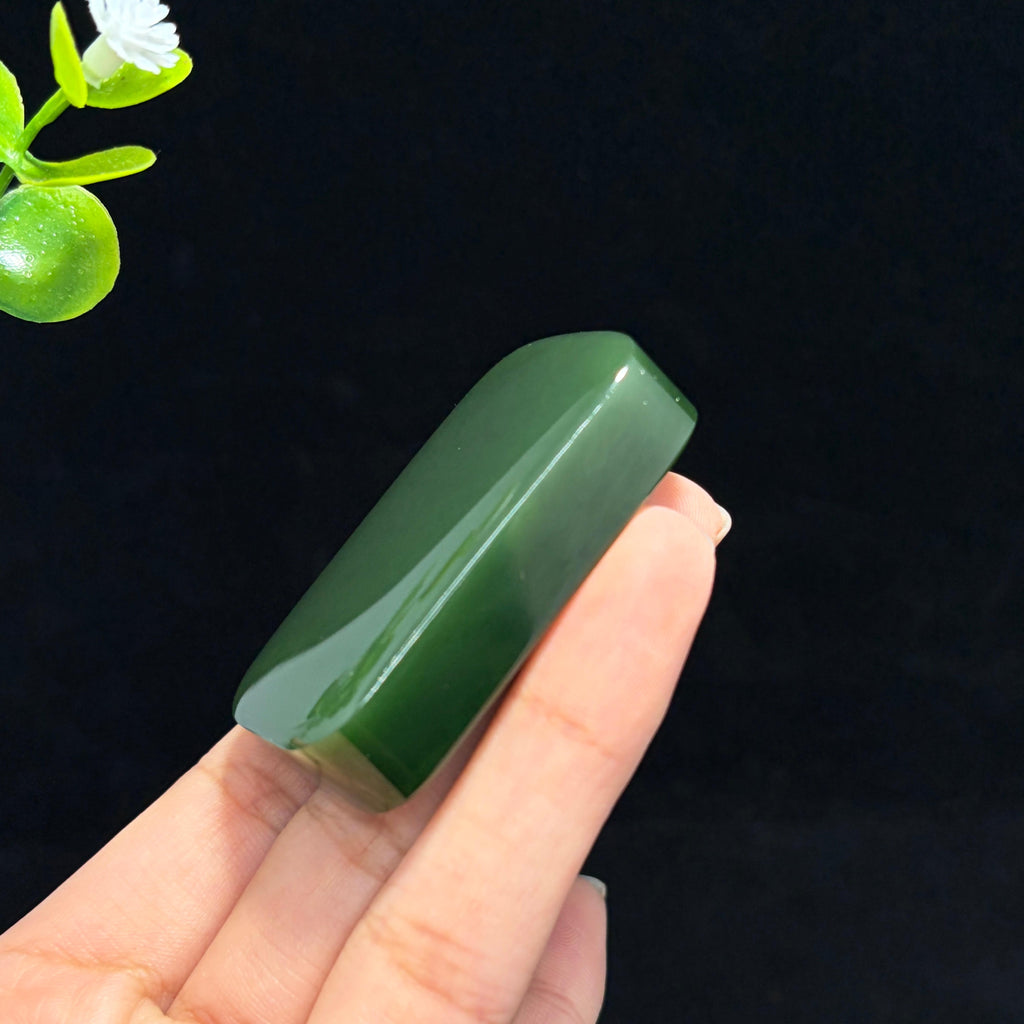 精品和田碧玉菠菜绿无事牌（yc775126）