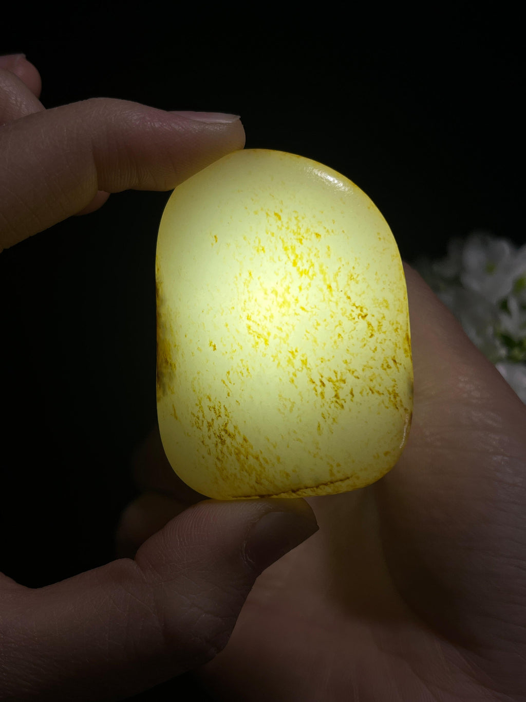 新疆和田玉收藏级羊脂白玉洒金皮籽料原石（yc253651）