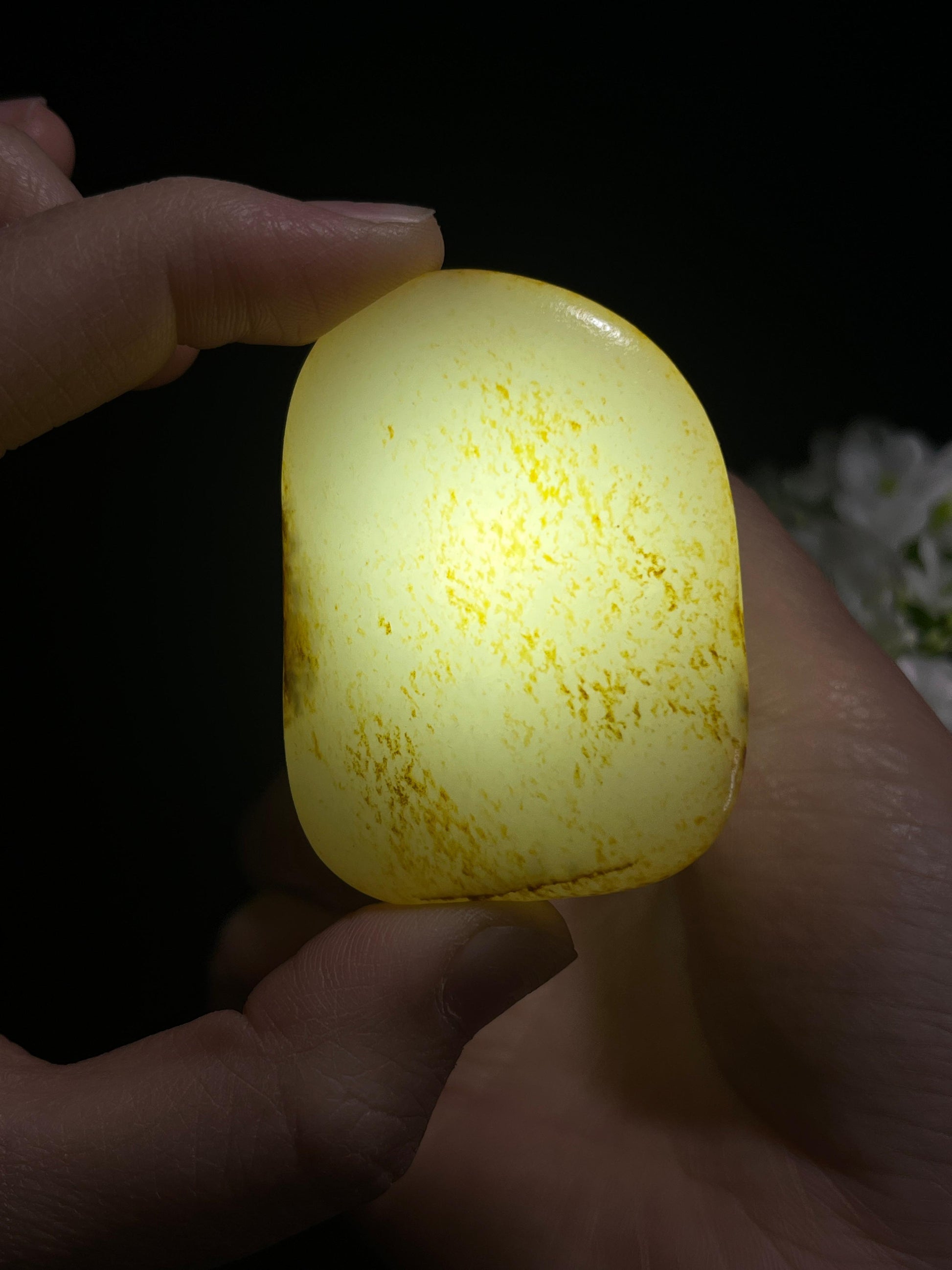 新疆和田玉收藏级羊脂白玉洒金皮籽料原石（yc253651）