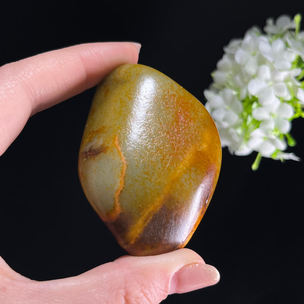 和田玉青白玉“墨浪缠金”黄皮洒金皮籽料（yc350677）