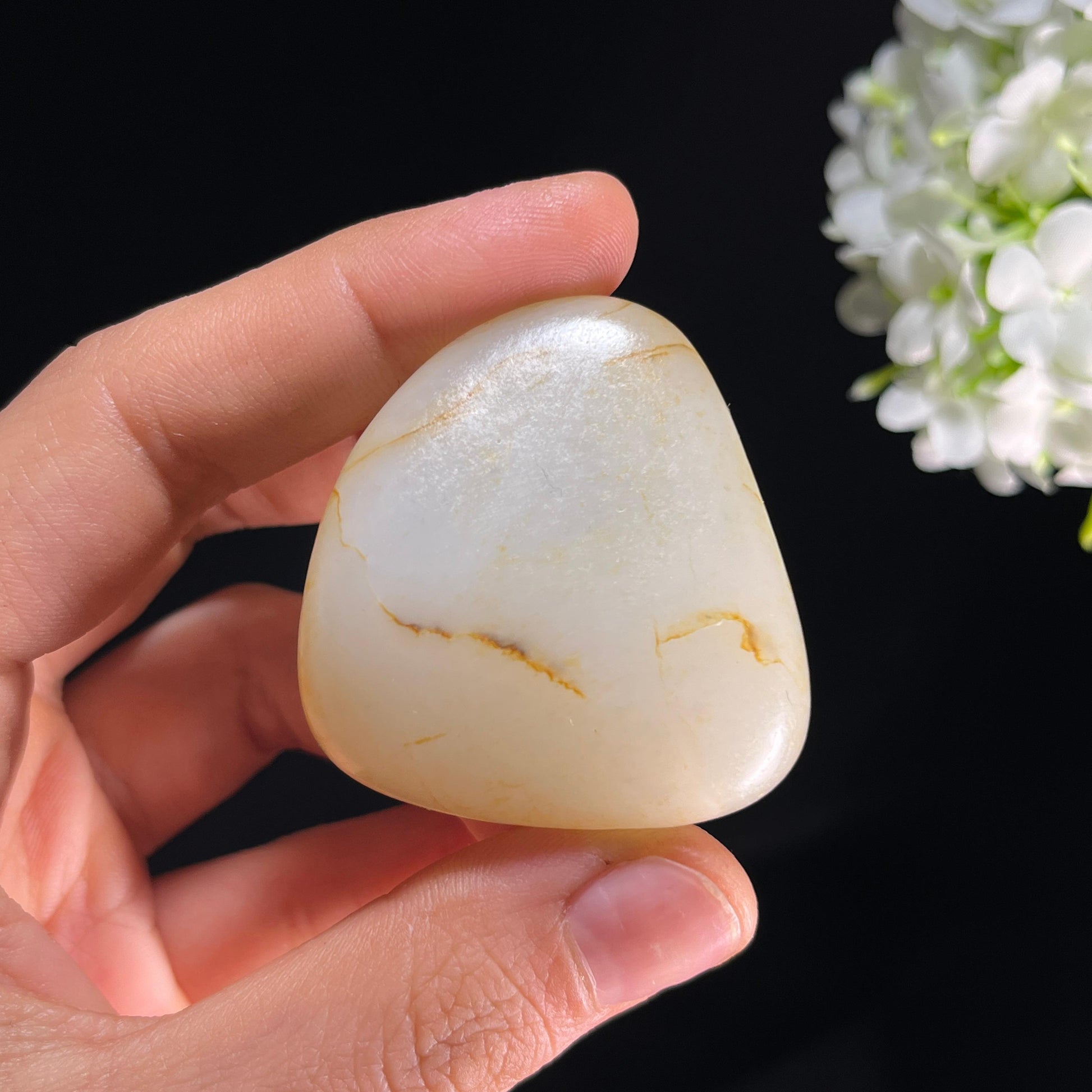 和田玉白玉“冰纹牵月”洒金皮籽料（yc350490）