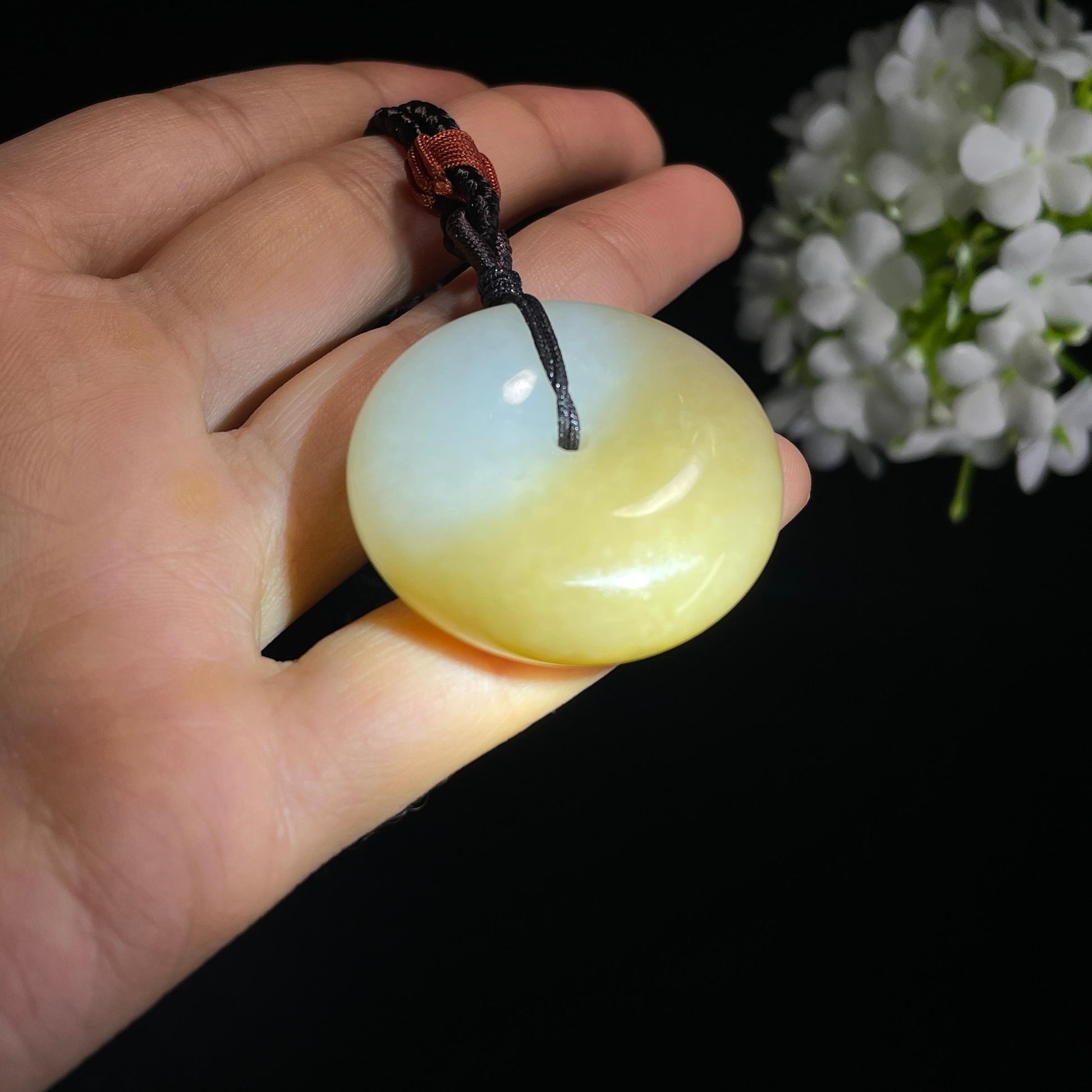 新疆天然和田玉糖白平安扣（yc332314）