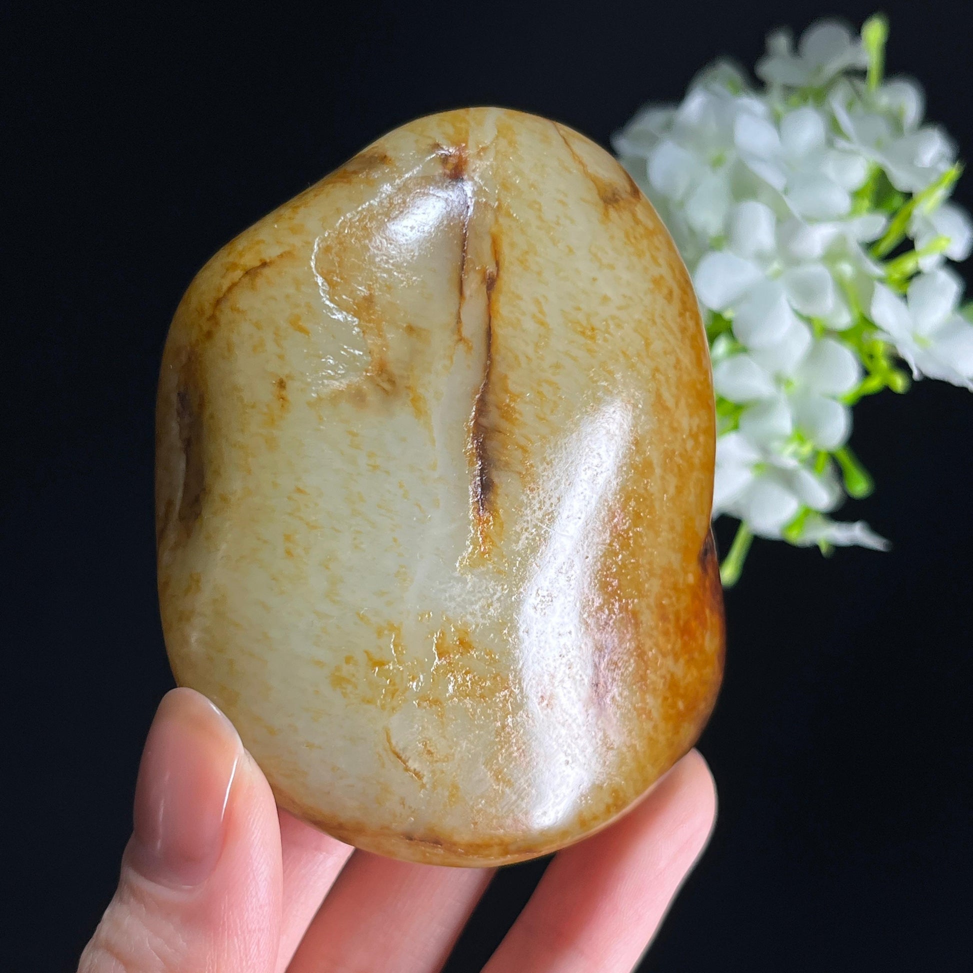 和田玉白玉“浮光静影”通体洒金皮籽料（yc350961）