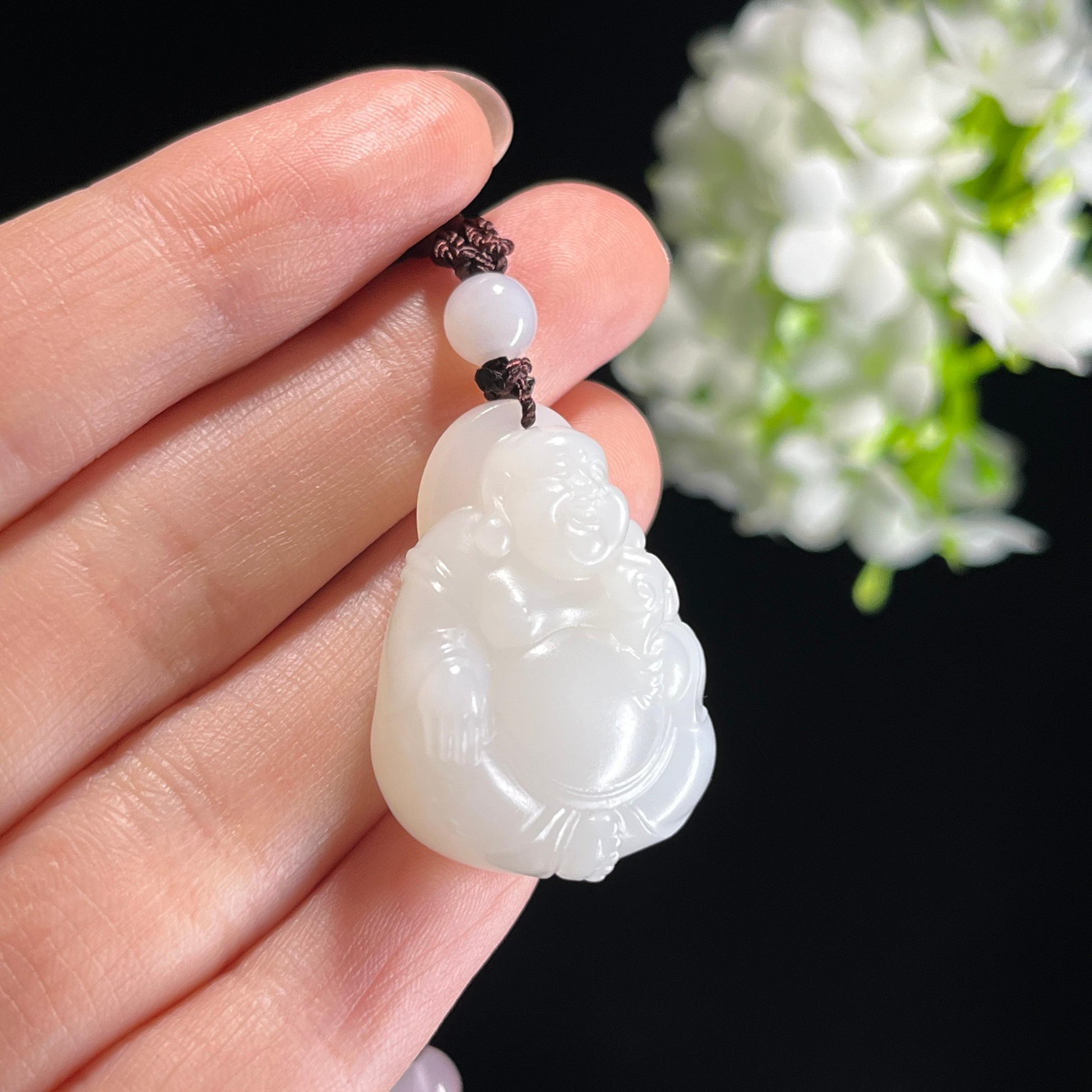 新疆天然和田玉羊脂白玉弥勒佛挂件（yc349642）