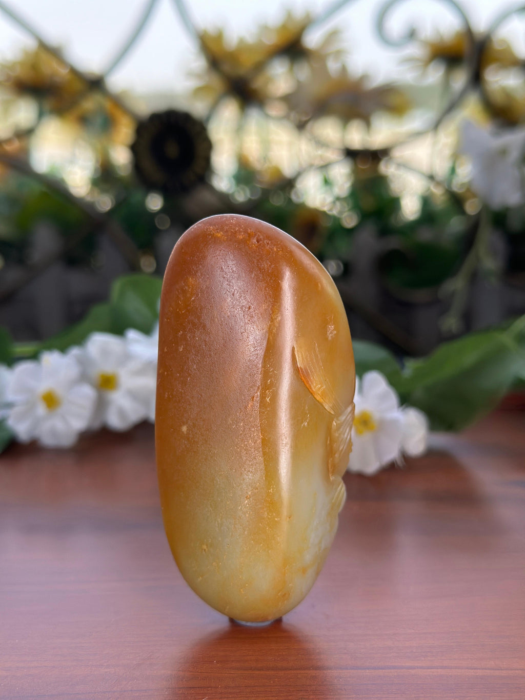 新疆和田玉精品红沁籽料普贤菩萨手把件（yc709496）