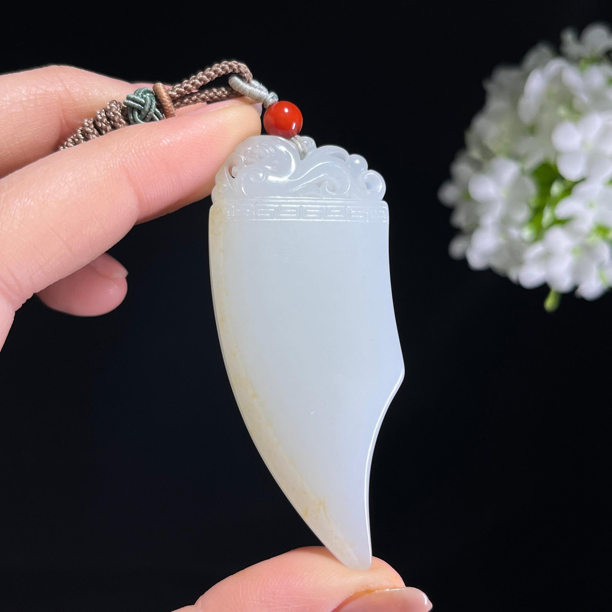 和田玉白玉籽料仿古龙牙（斧形）佩（yc372581）