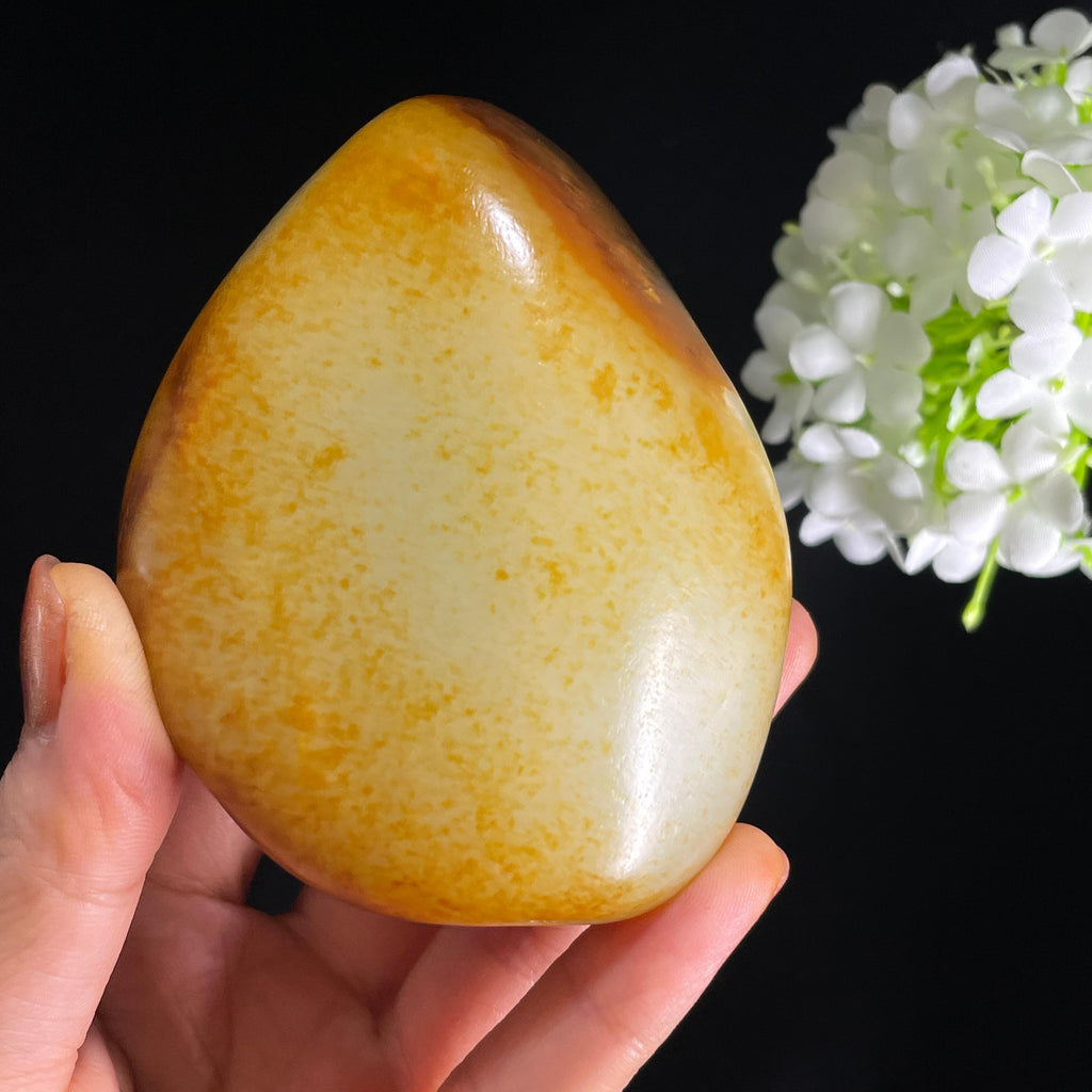 和田玉白玉“黄云衔霞”洒金皮聚红皮籽料（yc384274）