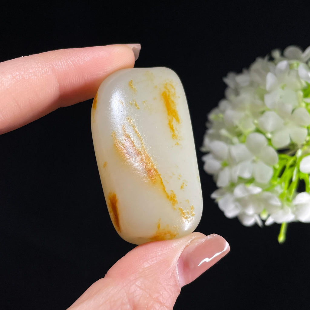 和田玉白玉“秋溪流纹”洒金皮籽料（yc388563）