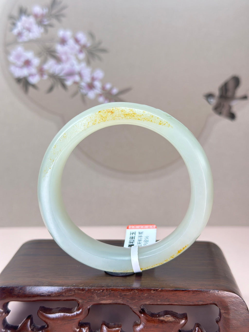 臻品新疆和田玉籽料洒金皮雕花轮胎镯（yc766058）