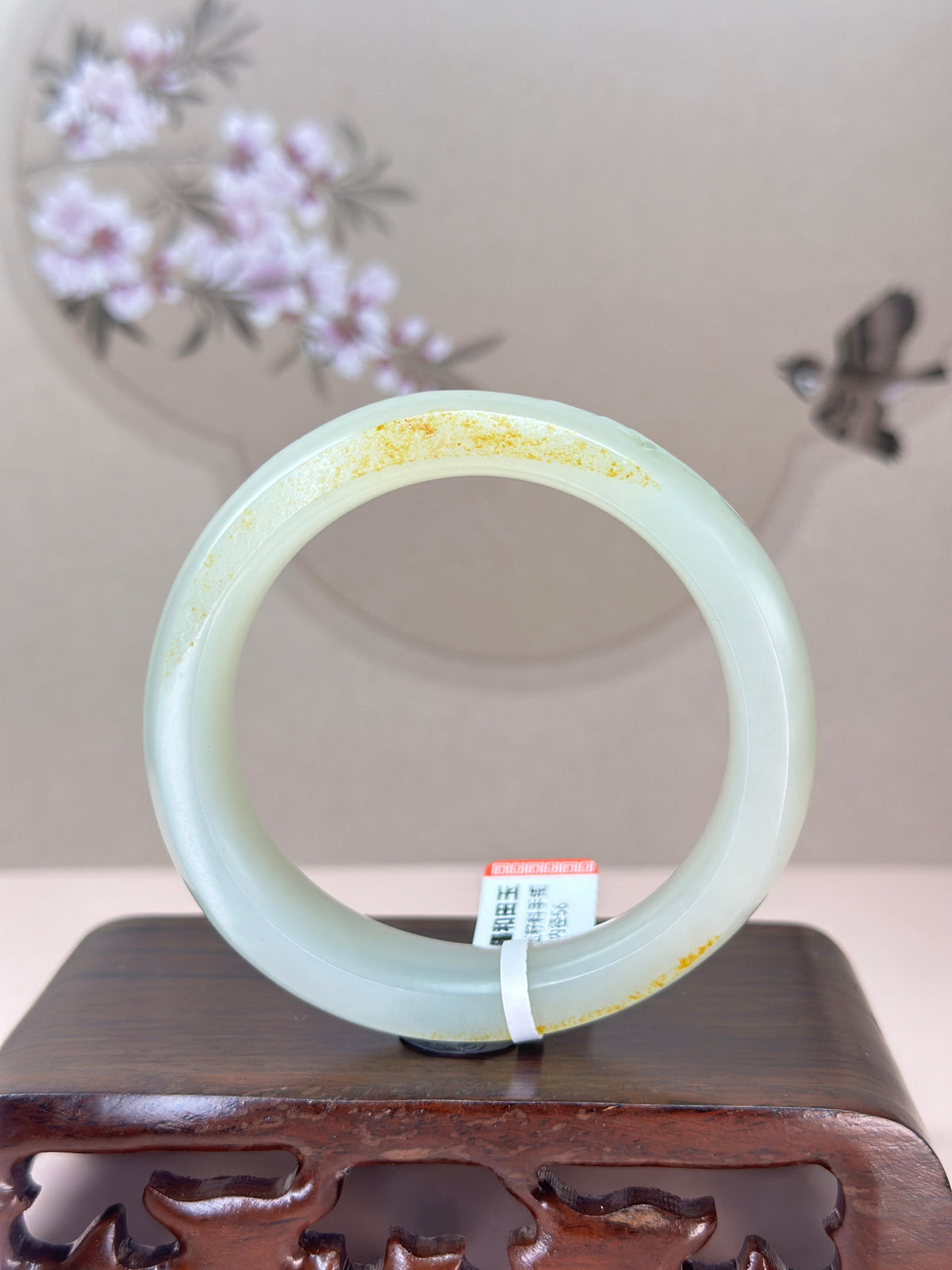 臻品新疆和田玉籽料洒金皮雕花轮胎镯（yc766058）
