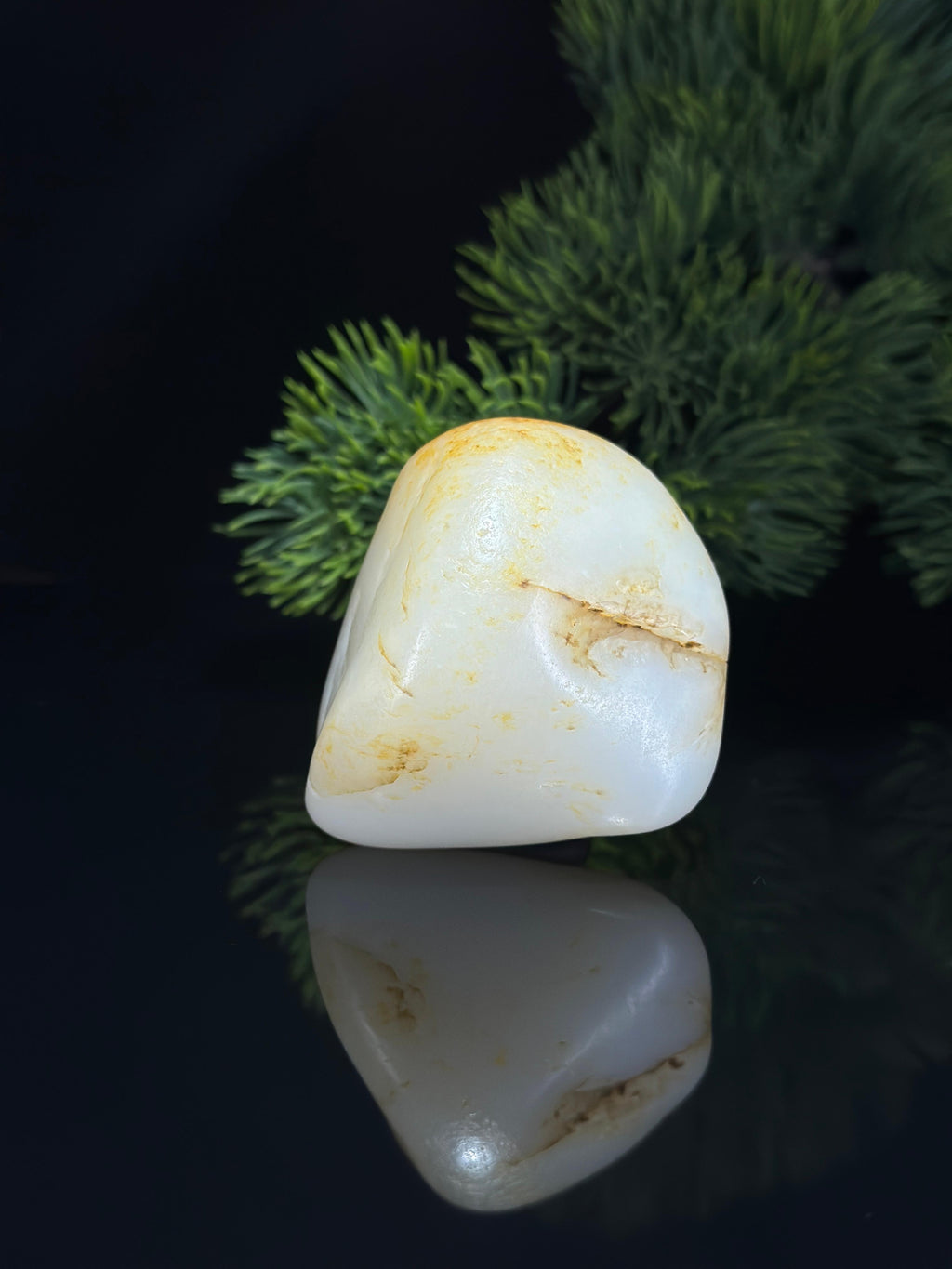 新疆和田玉珍品白玉洒金皮籽料手把件（yc697713）