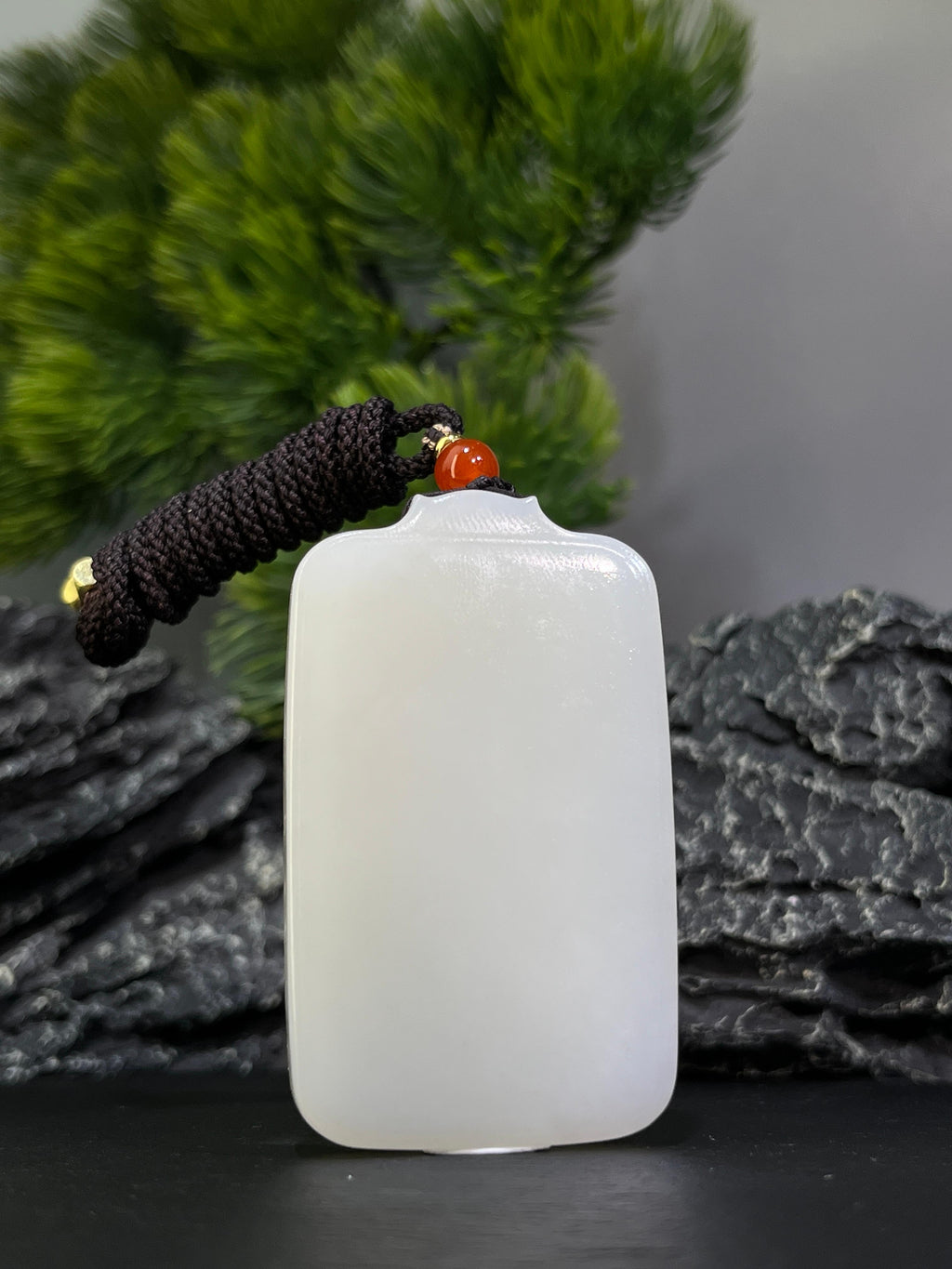 和田玉高青白玉平安无事牌（yc228789）