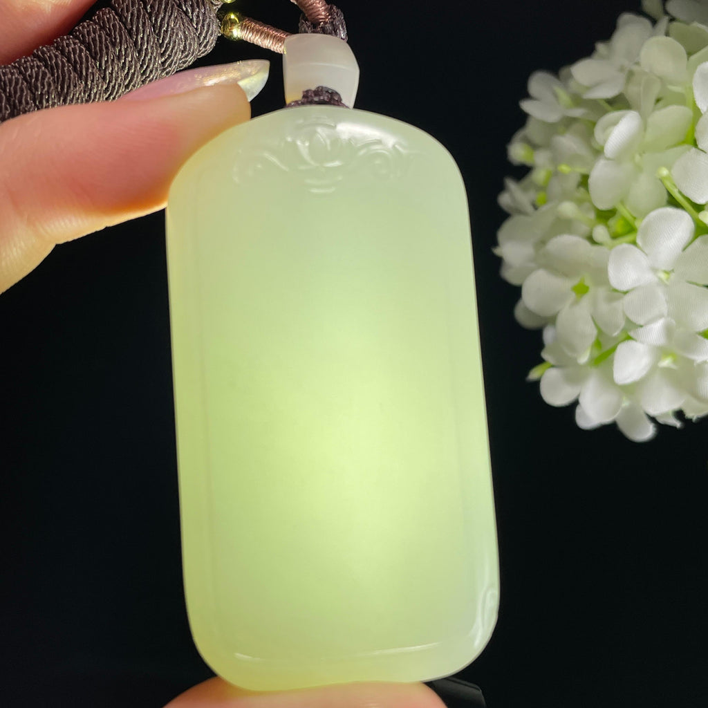 和田玉籽料白玉 “莲纹素福无事牌”（yc326303）