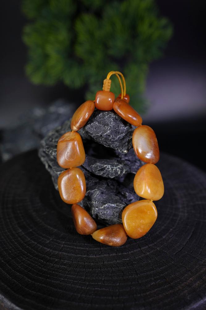 新疆和田玉红黄沁皮籽料手串（原籽无修）（yc229803）