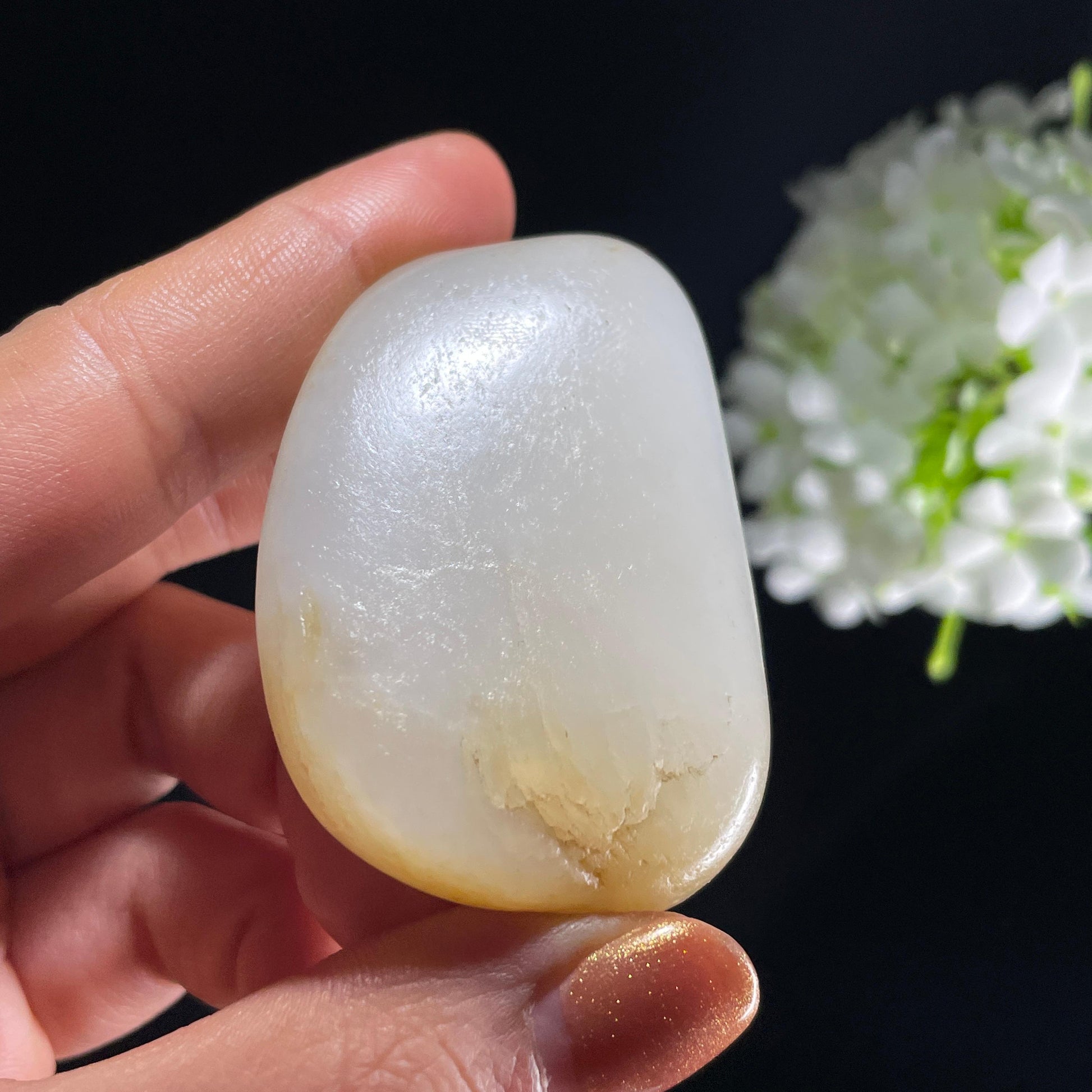 和田玉白玉“清光金盏”淡洒金皮籽料（yc392663）