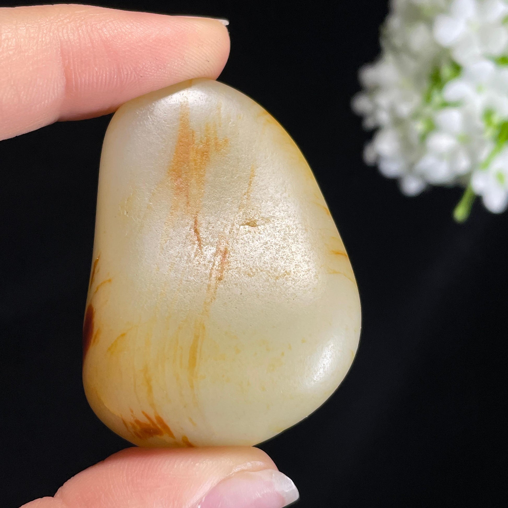 和田玉暖白种“朱丝玉影”洒红皮籽料（yc416537）