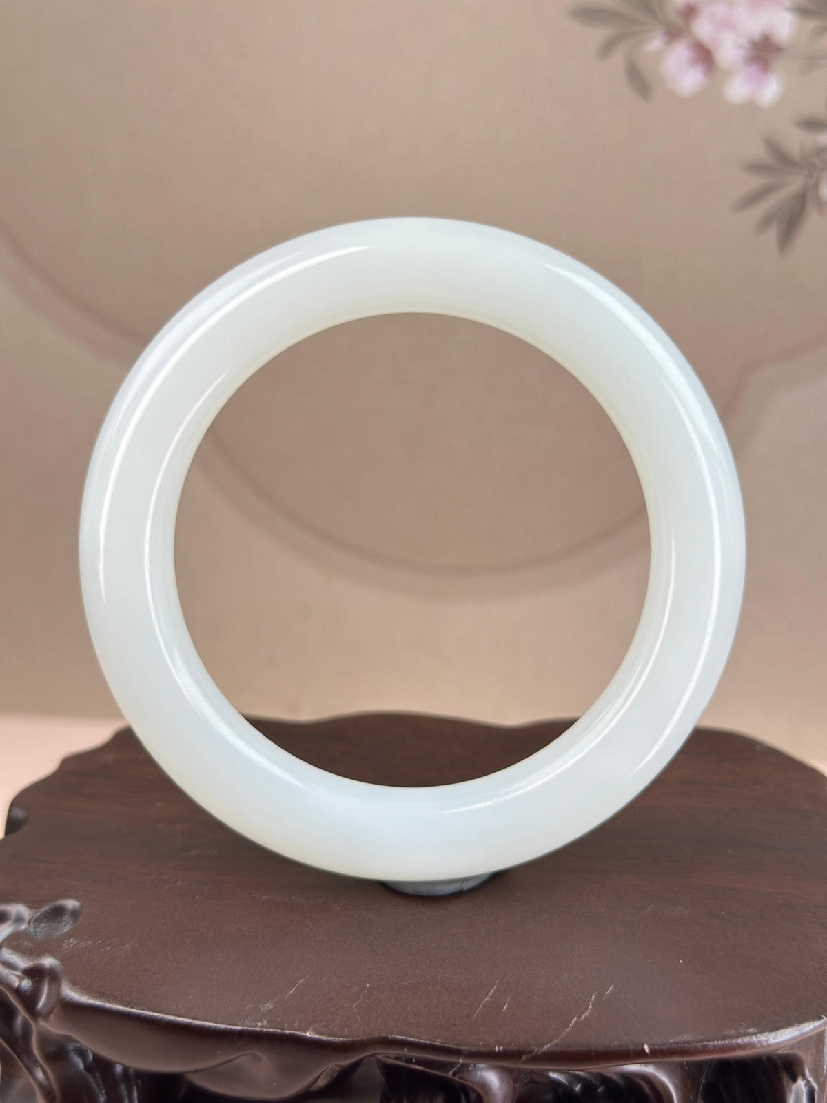 珍品和田玉白玉圆条镯（卡59）（yc752055）