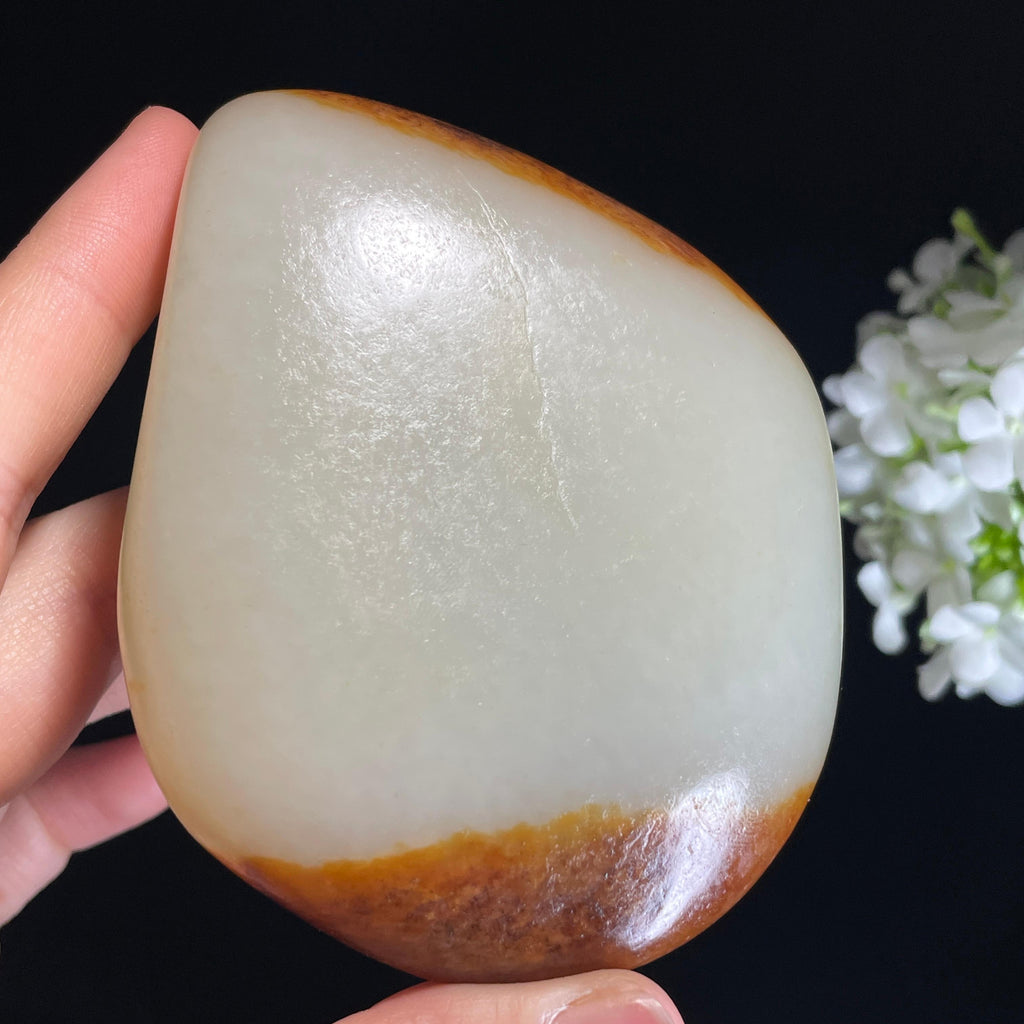 新疆和田玉“秋漫两极”白玉聚红皮天地皮籽料（yc443202）