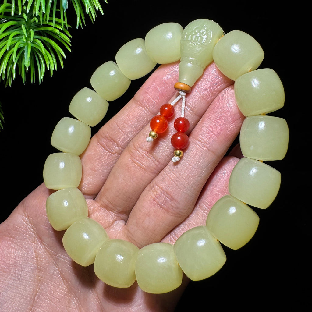 和田玉山料黄玉老型珠手串（yc708667）