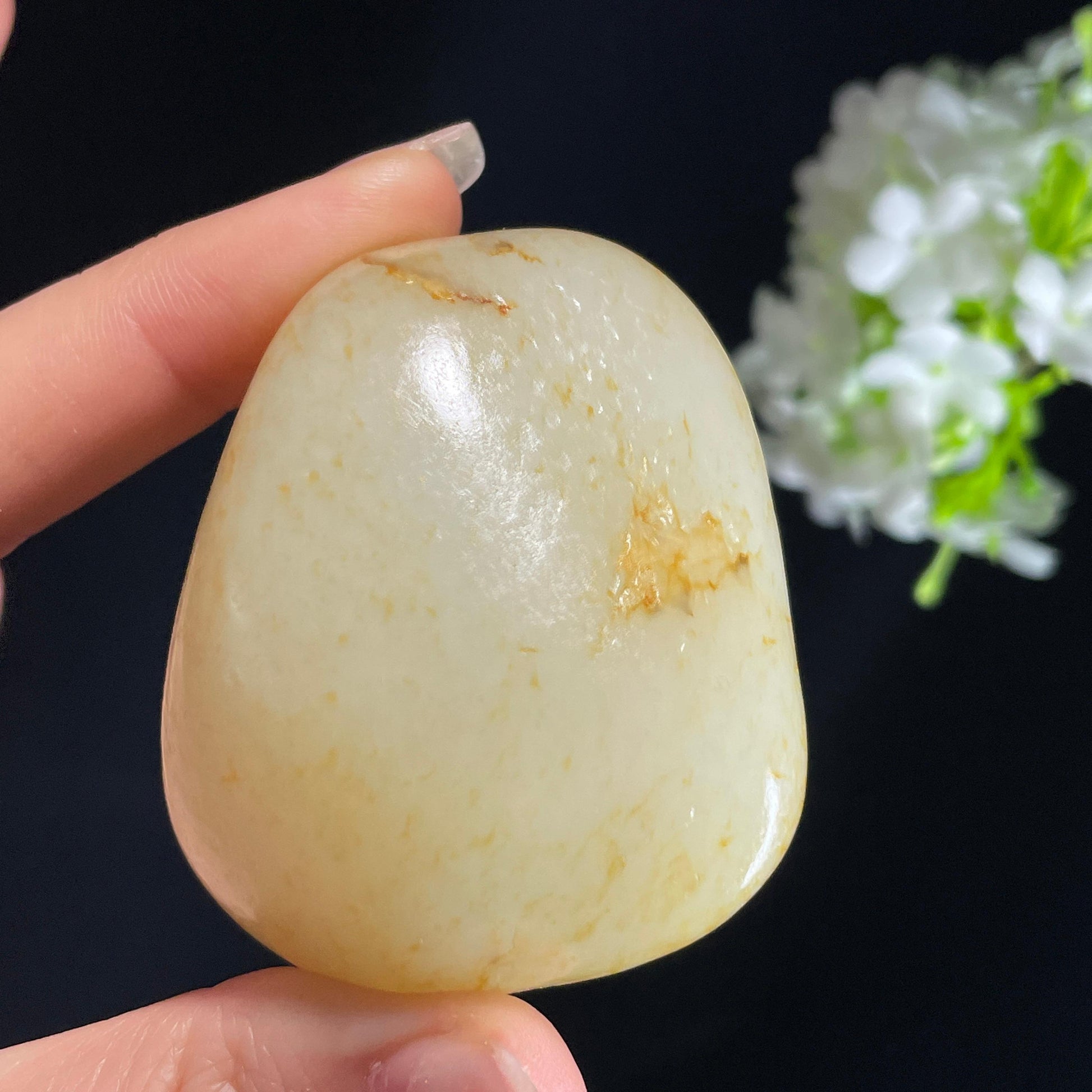 和田玉白玉“金雨落霜”洒金皮籽料（yc413362）