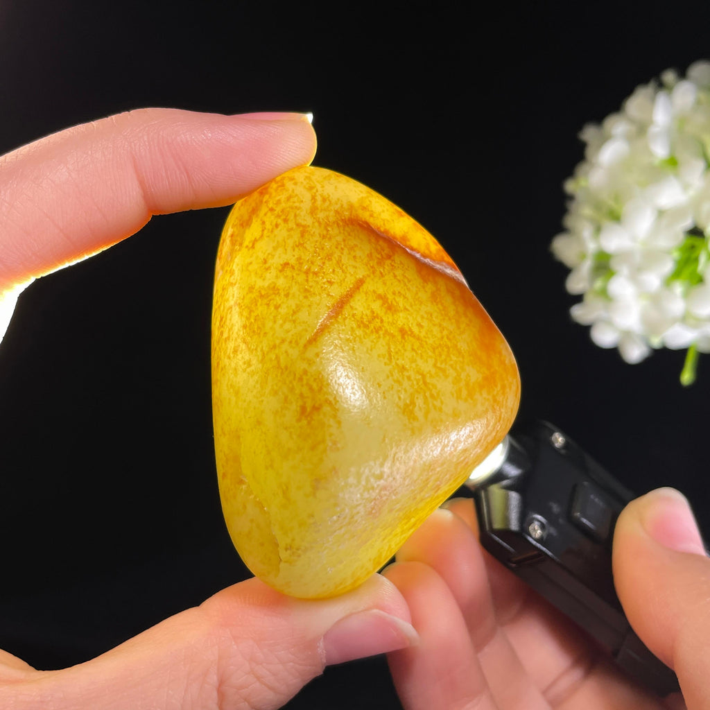 和田玉白玉“流霞覆莹”洒金洒红皮籽料（yc425075）