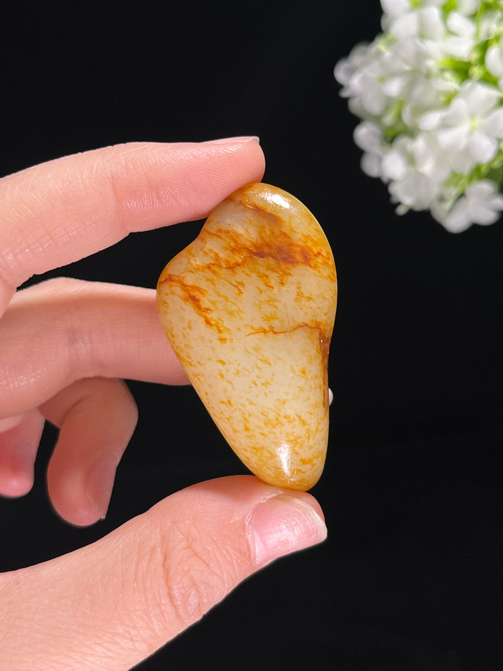 新疆和田玉特色洒金皮“玉液水滴”籽料原石（yc255629）