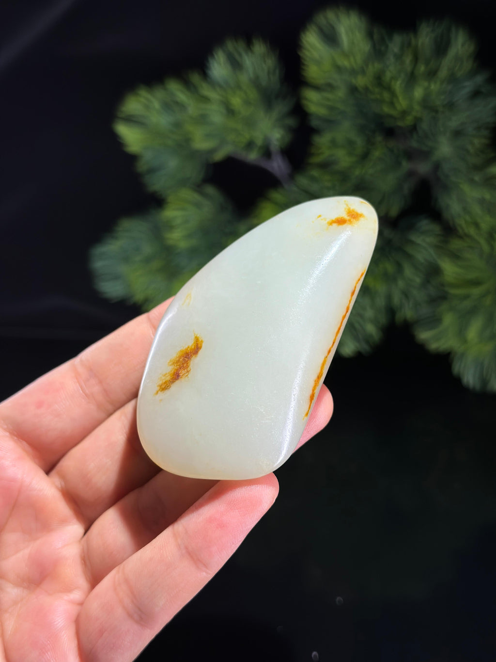 新疆和田玉白玉洒红皮精品籽料手把件（yc504801）