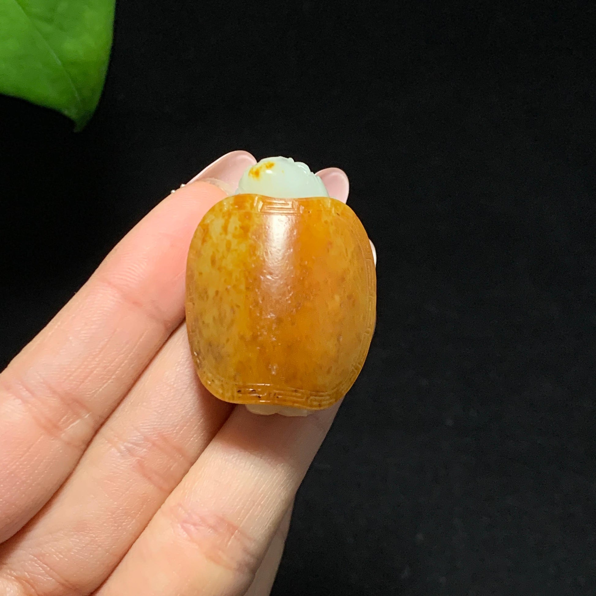 收藏级和田聚红皮籽料龙龟手把件（yc350628）