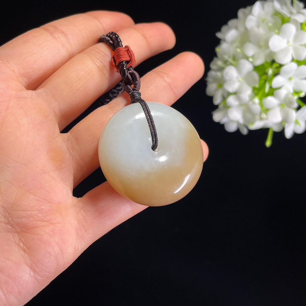 新疆天然和田玉糖白平安扣（yc332314）