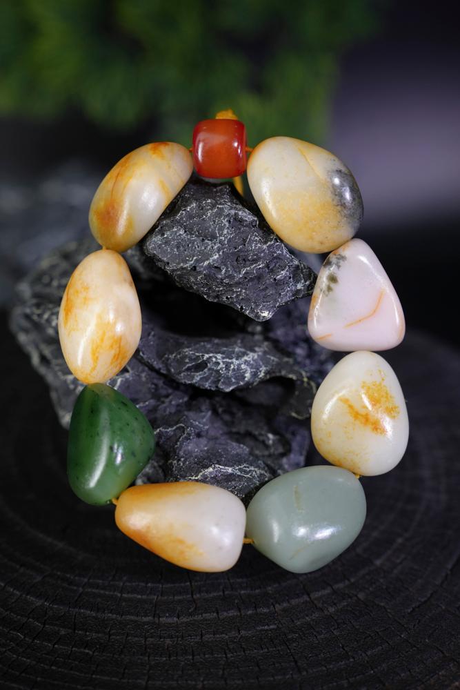 新疆和田玉多宝籽料原石手串（修）（yc229762）