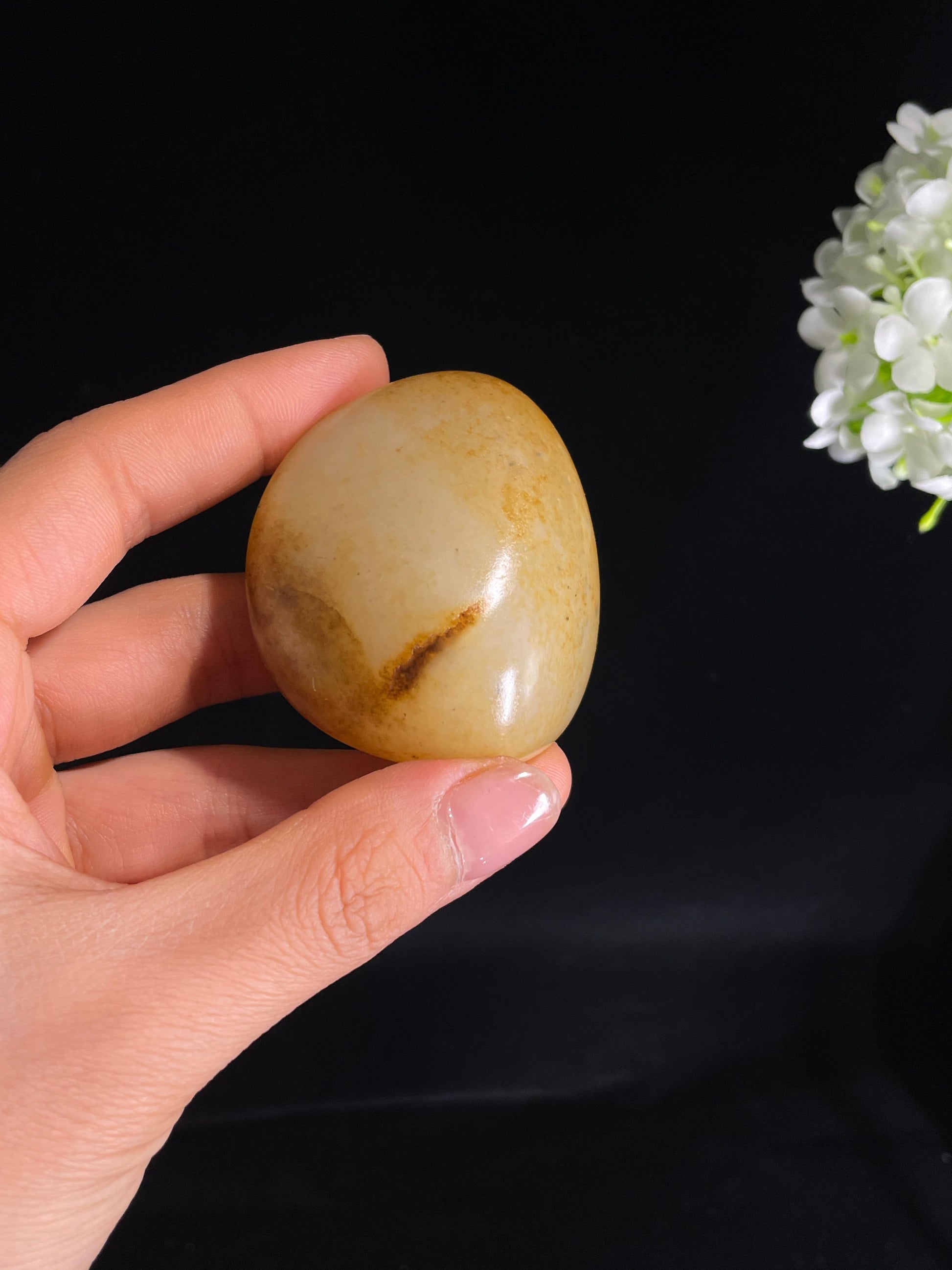 新疆天然和田玉白玉黄皮籽料原石（yc272710）