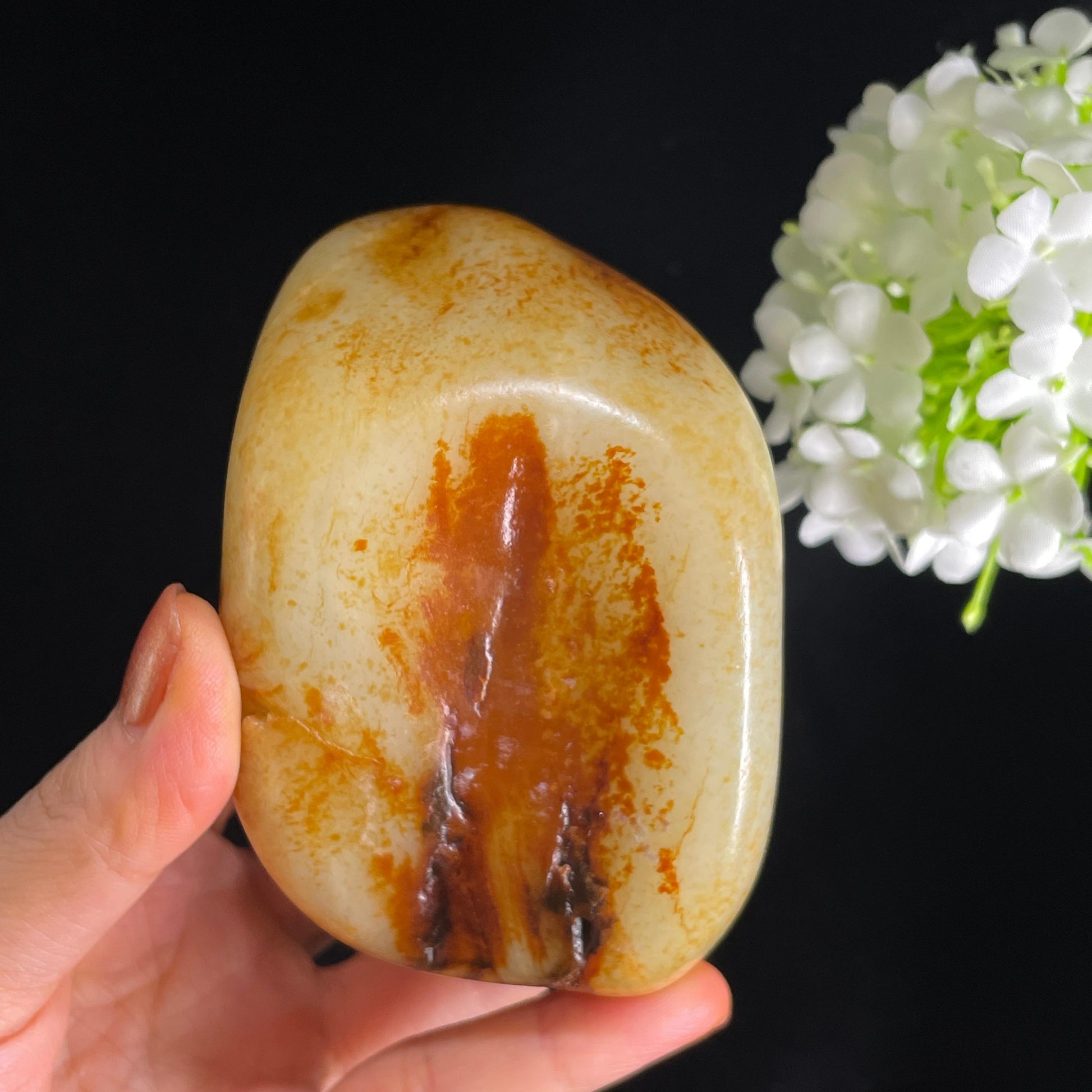 和田玉白玉“赤霞漫野”洒金皮聚红皮籽料（yc384271）