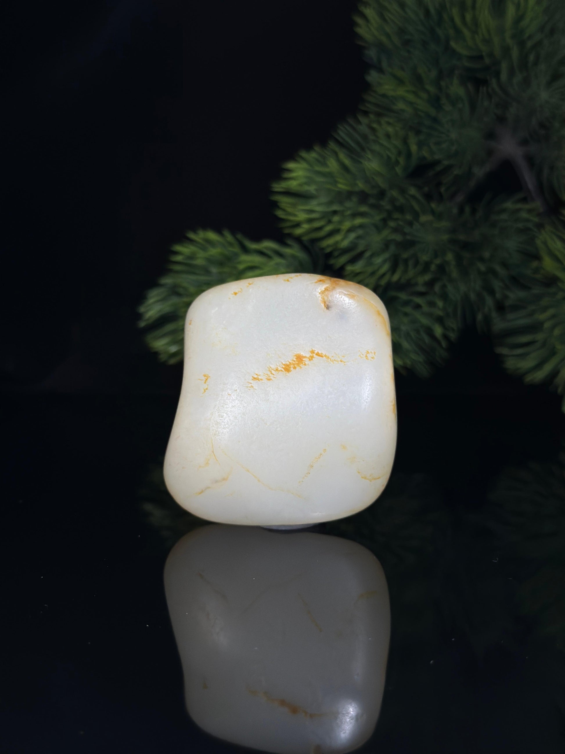 新疆和田玉白玉洒金皮籽料手把件（yc536545）