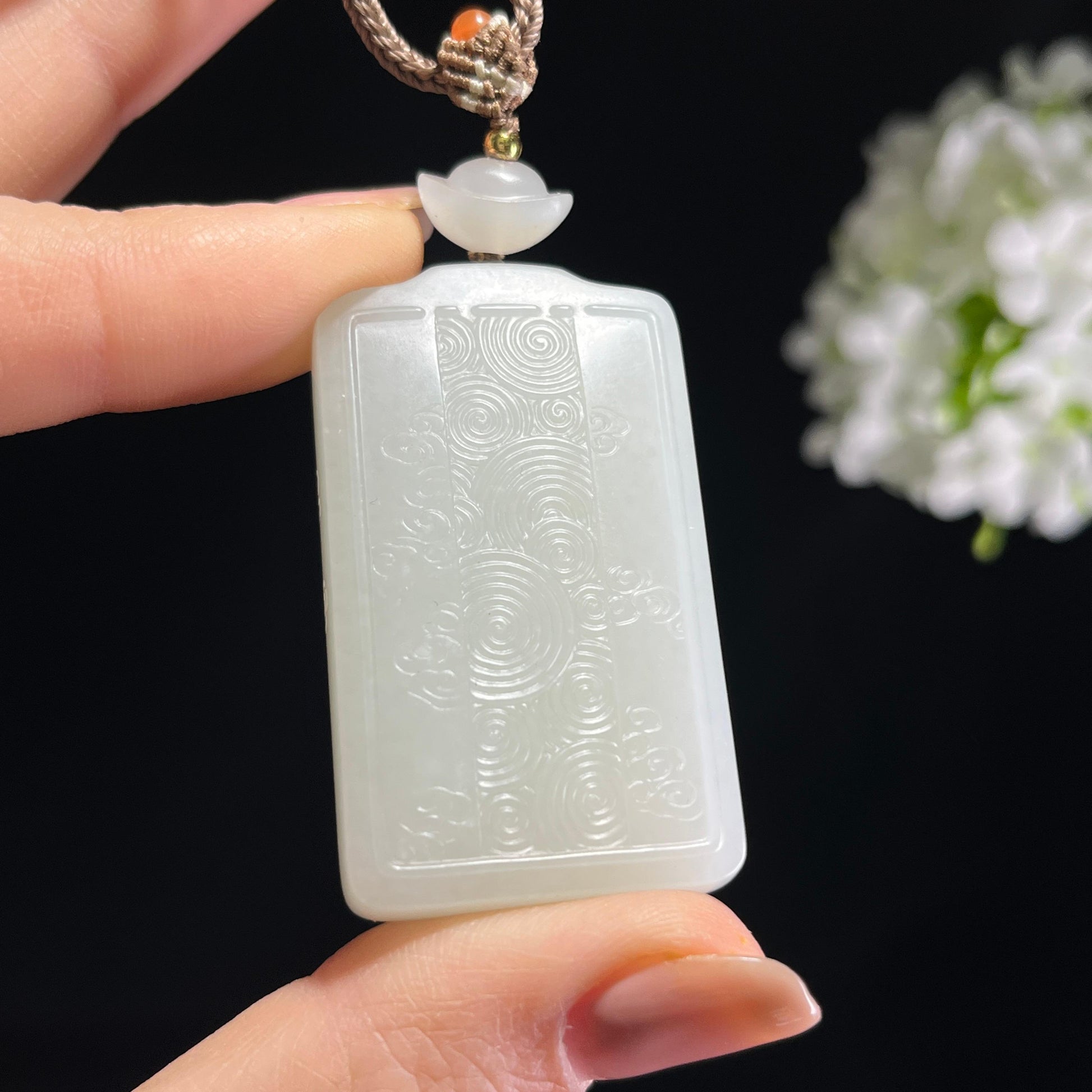 和田玉白玉洒金皮籽料无事牌（yc372676）